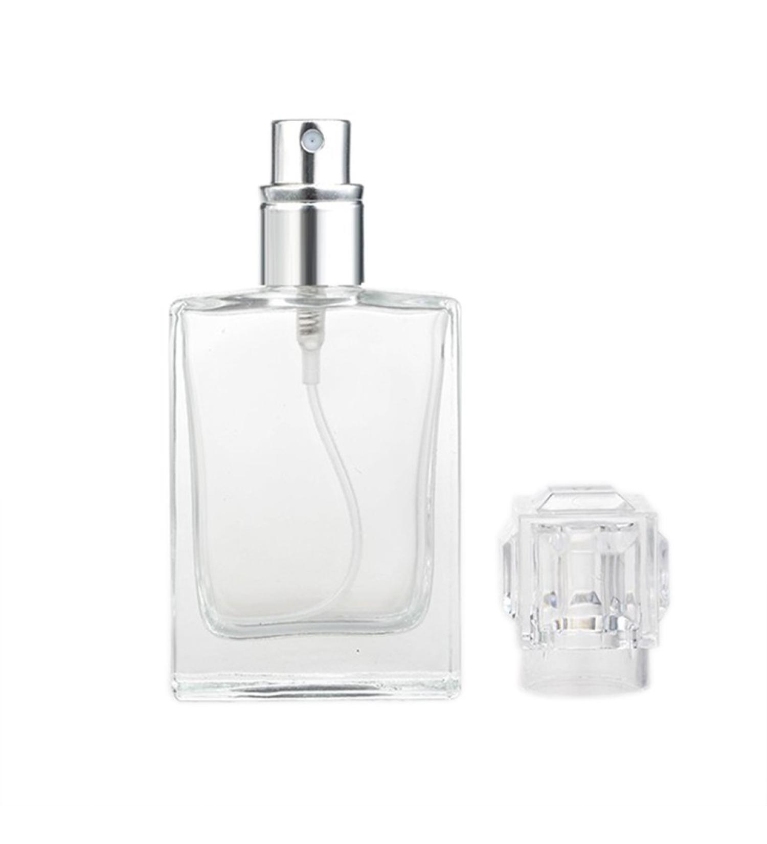 Enslz Square Flint Perfume Atomizer - Refillable 30ml Clear Glass Spray Bottle for Travel | International Shipping - Buy Online on GoSupps.com