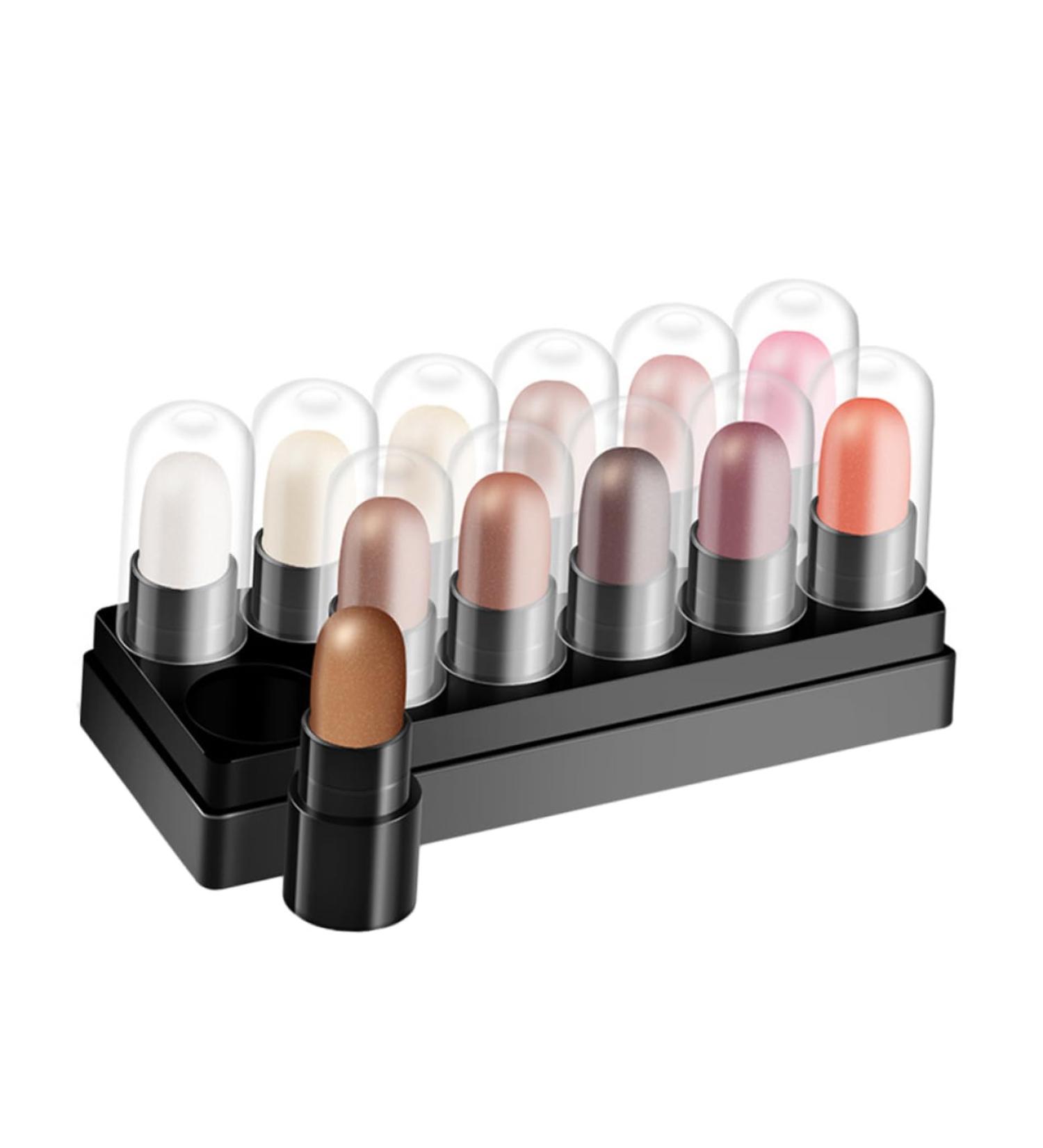 BELLIFFY 12pcs 12 Shadow Box Highlight Kit Eyeshadow Stick Pen Glitter Colored Pencils Plastic - Buy Online on GoSupps.com