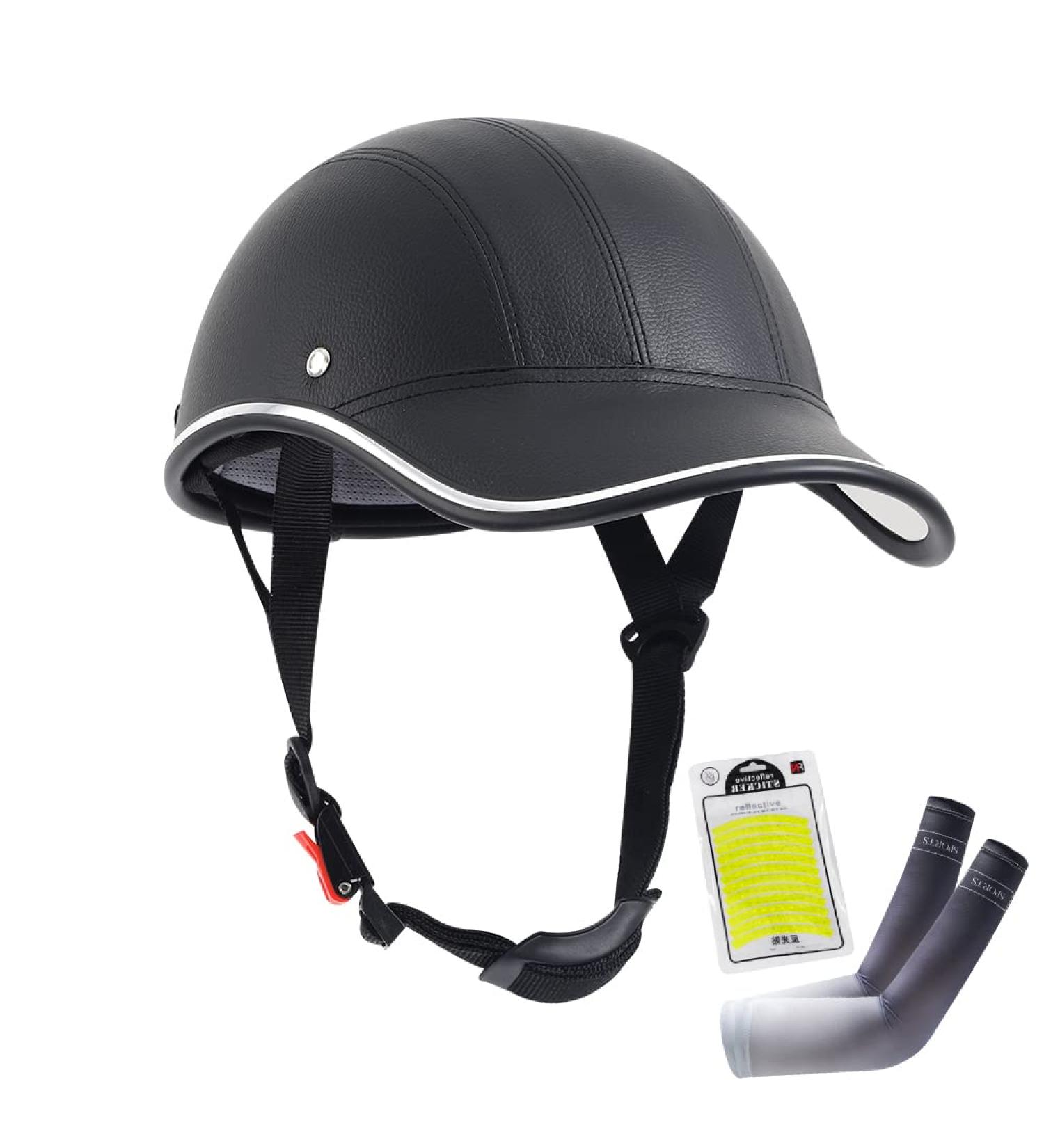 Adjustable Bike Helmet for Men and Women - Cycling Safety Helmet with Sunshade, Lightweight ABS Leather - Includes Reflective Stickers and Ice Arm Sleeves - Buy Online on GoSupps.com