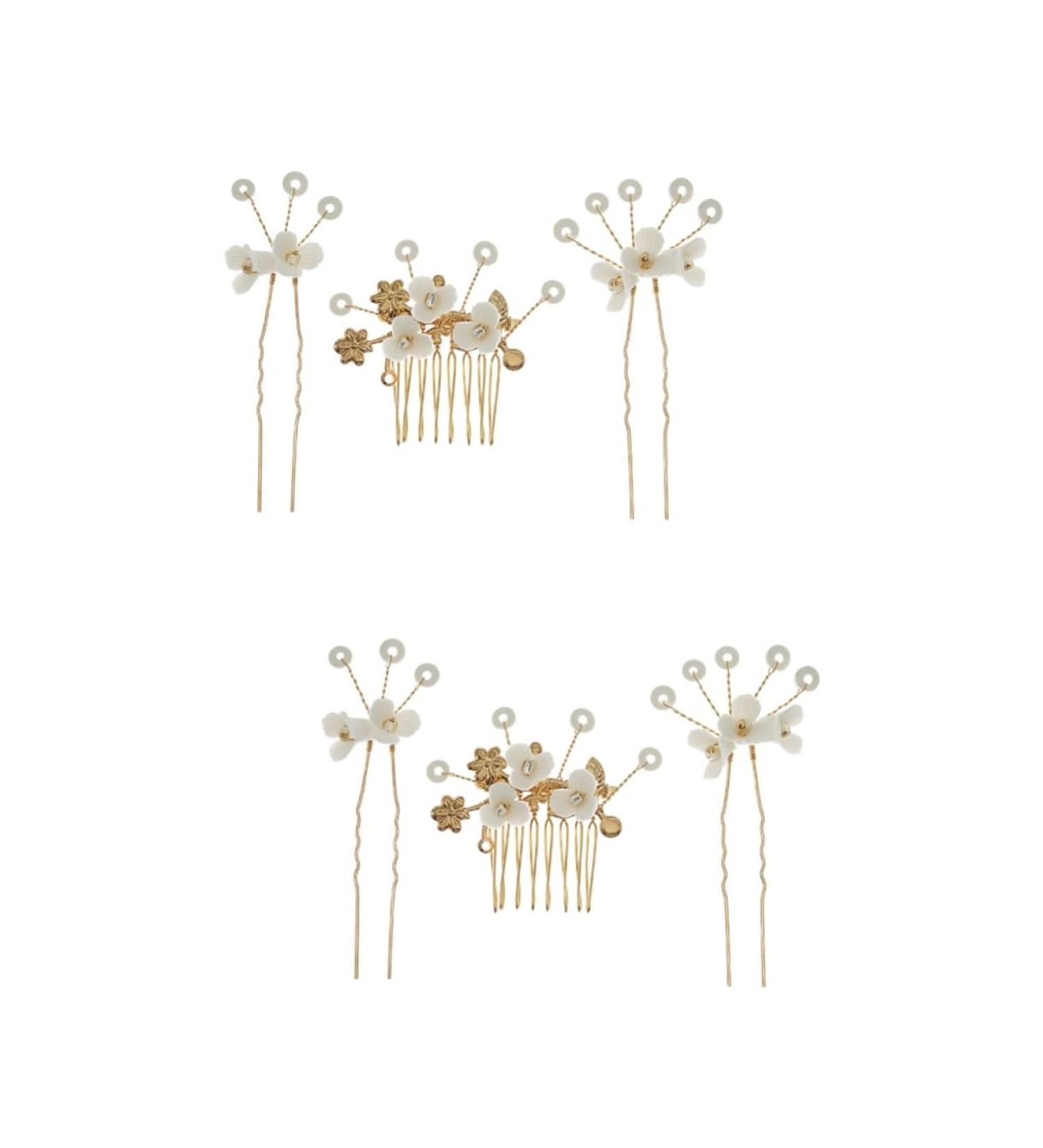 MAGICLULU 2 Sets Bridal Hairpin Bridal Hair Side Comb Vintage Hair Clips Pearl Hair Stick Rhinestone Hair Accessories Hand Decor Hair Chopsticks Tiara Wild Alloy Flower Arrangement Women's - Buy Online on GoSupps.com