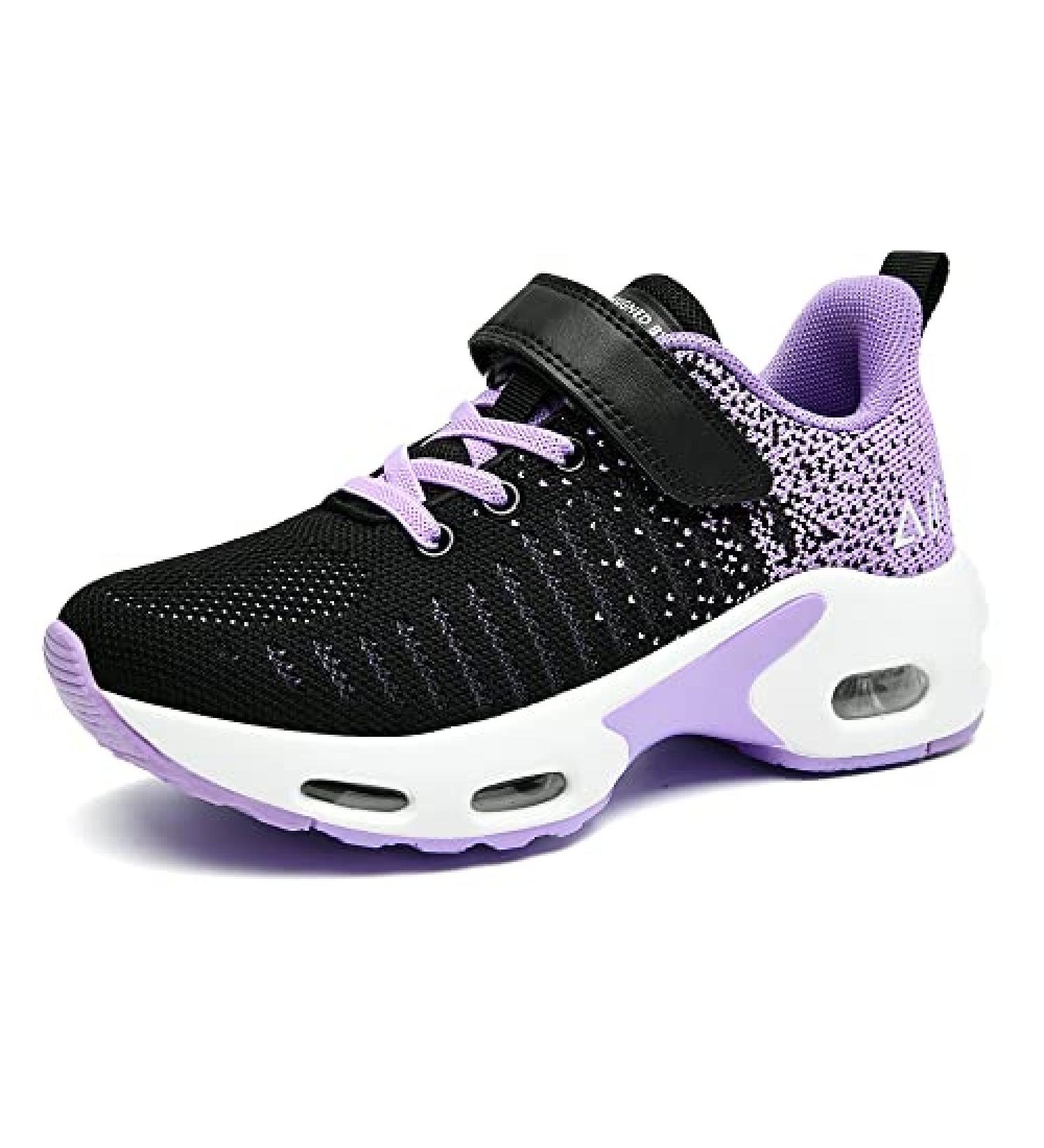 RomenSi Air Athletic Running Shoes - Lightweight Breathable Kids Sneakers - Blackpurple - Size 4 Big Kid - Buy Online on GoSupps.com