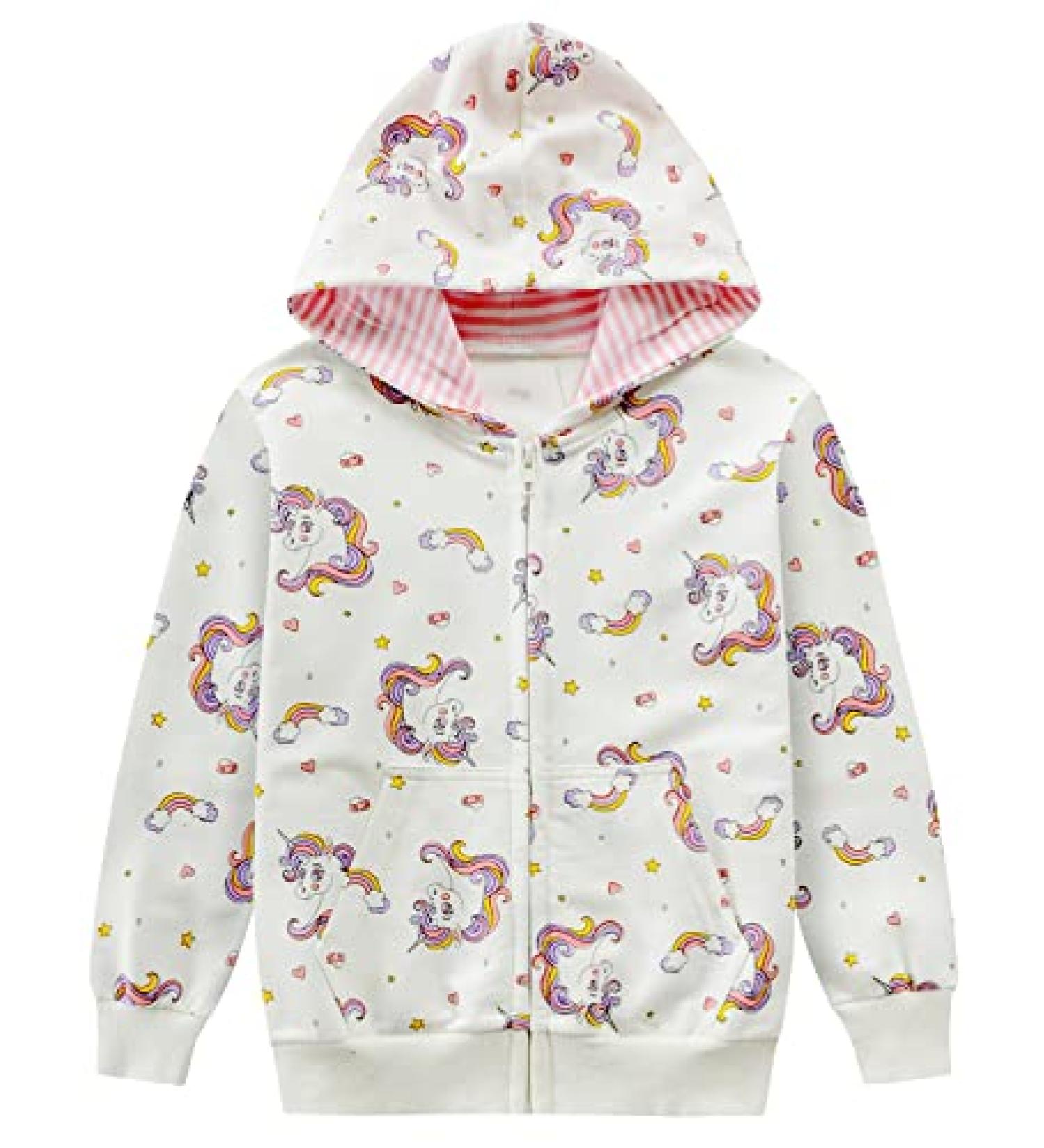 Baby Girl Unicorn Zip-up Hoodie Sweatshirt - White - 5-6 Years - Buy Online on GoSupps.com