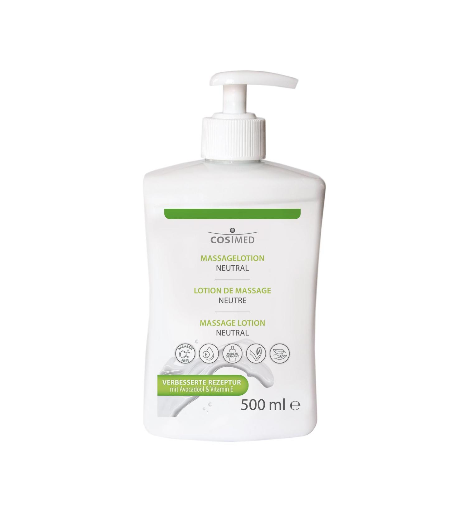 cosiMed massage lotion neutral | 500 ml with dispenser | with avocado oil and vitamin E | no fragrances no parabens | skin care