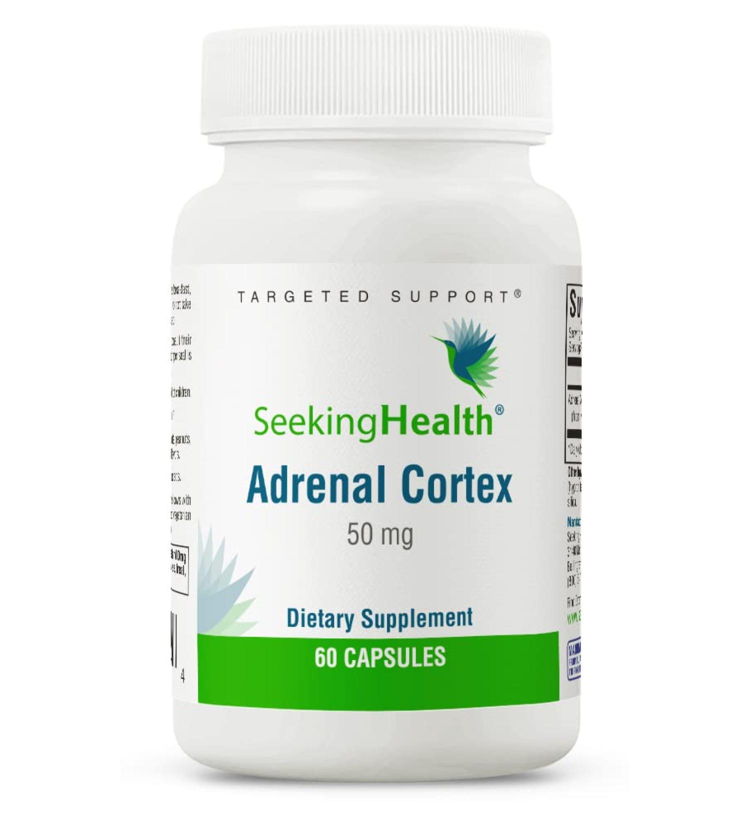 Seeking Health Adrenal Cortex 50mg Capsules - Supports Nervous System, Stress Response, Energy & Immune System - 60 Vegetarian Capsules - Buy Online on GoSupps.com
