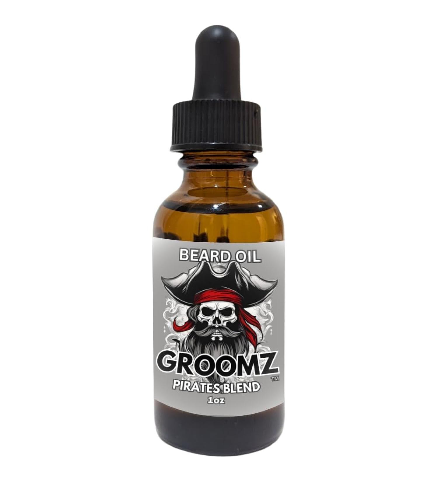 GROOMZ Beard Oil - All Natural 1 OZ | Promote Beard Growth Moisturize & Strengthen Hair | Made in USA (Pirates Blend - Buy Online on GoSupps.com