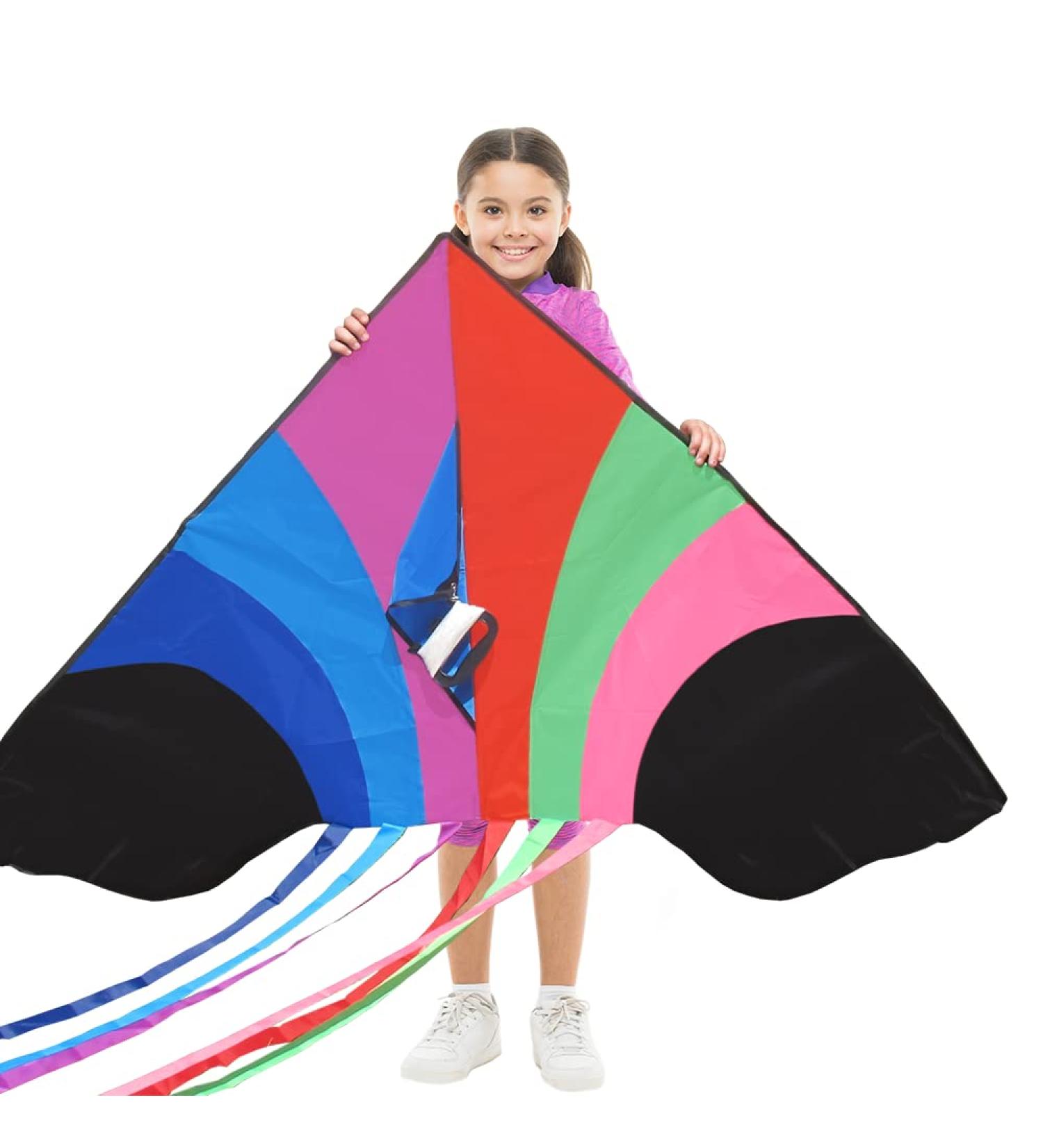 Stoie's Giant Rainbow Delta Kite for Kids Ages 4-12 | Large Beach Kite for Adults | Stunt Kite Easy to Fly | Best Flying Kite for Beginners & Toddlers - Buy Online on GoSupps.com