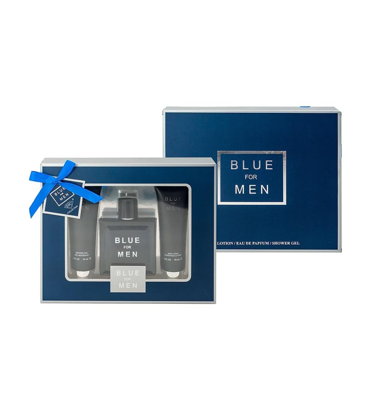 Blue For Men Cologne Gifts Sets for Men Eau De Toilette (3.4 fl oz) Body Lotion (3.0 fl oz) Shower Gel Our Impression of Blue de Channel (Pack of 3) - Buy Online on GoSupps.com