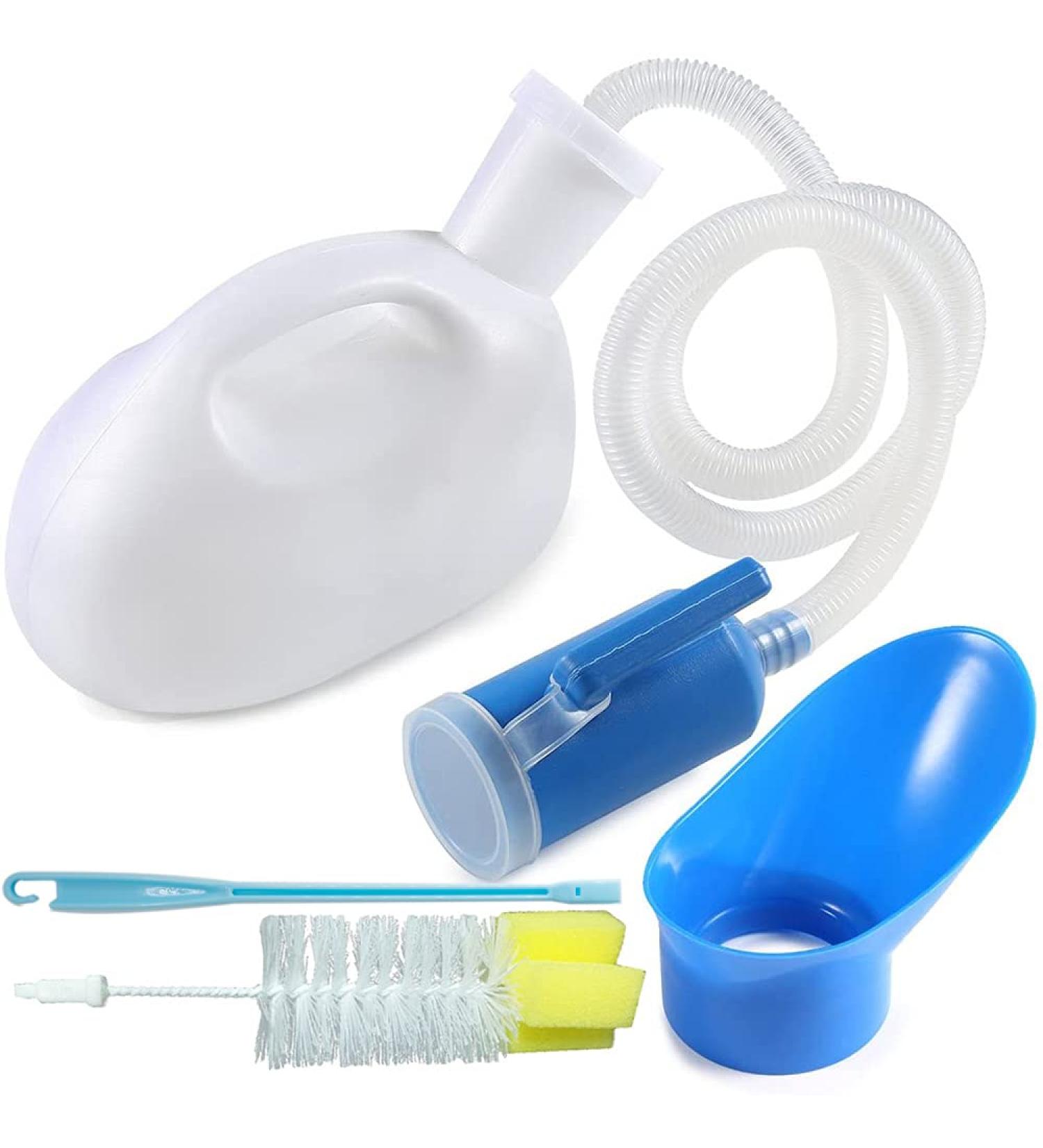 2000ML Unisex Urinal for Men & Women - Portable, Spill-Proof, Reusable Pee Bottle with Hose, Screw Lid & Cleaning Brush - Ideal for Car, Home, Travel & Camping - White - Buy Online on GoSupps.com