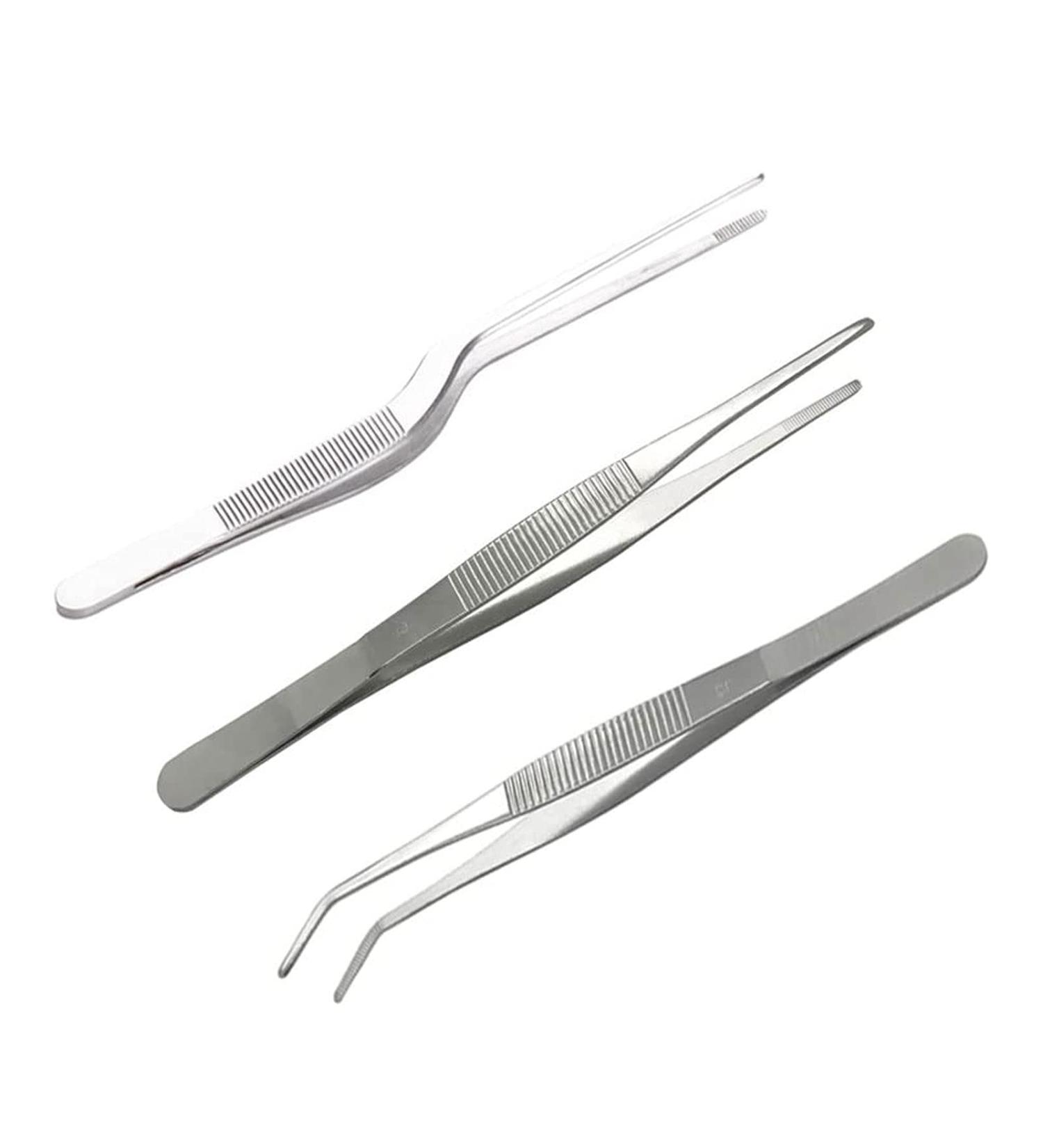 FRUTA 3-Piece Stainless Steel Precision Tongs Tweezers Set - 6.3 inches for Cooking, Culinary, Medical & Beauty - Buy Online on GoSupps.com