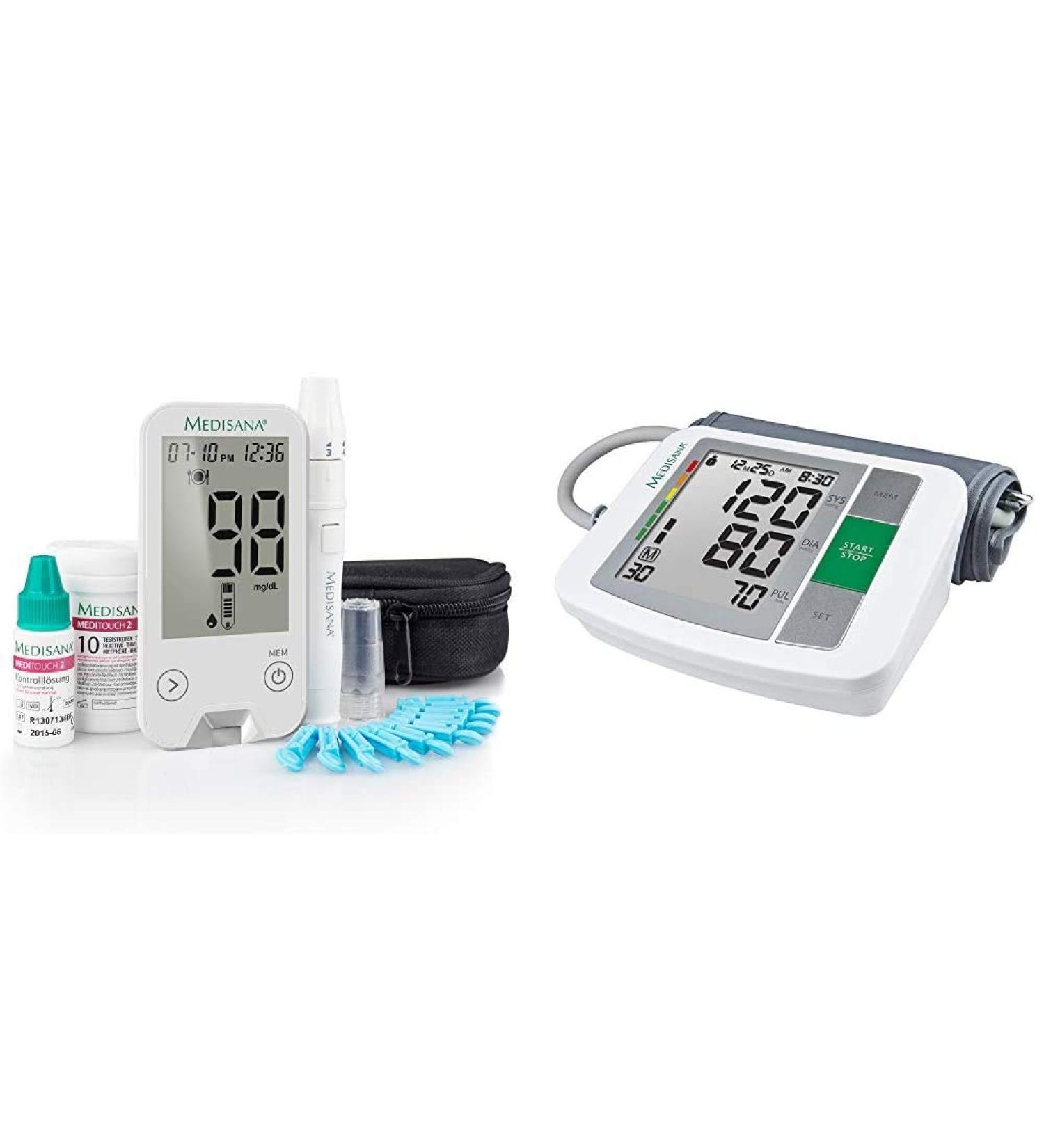 Medisana Meditouch 2 Blood Sugar Measuring Device MMOL/L 79034 | Starter Set & BU 510 Blood Pressure Monitor | Accurate Diabetes Management & Arrhythmia Detection - Buy Online on GoSupps.com