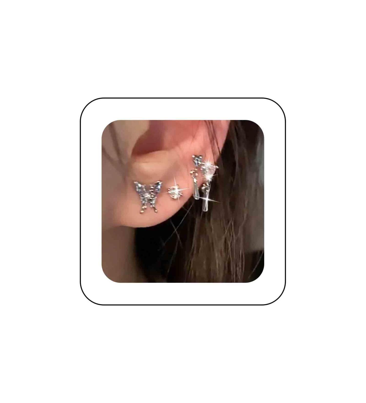 Buy Vintage Crystal Butterfly & Heart Stud Earrings | Elegant Silver Jewelry for Women - International Shipping - Buy Online on GoSupps.com