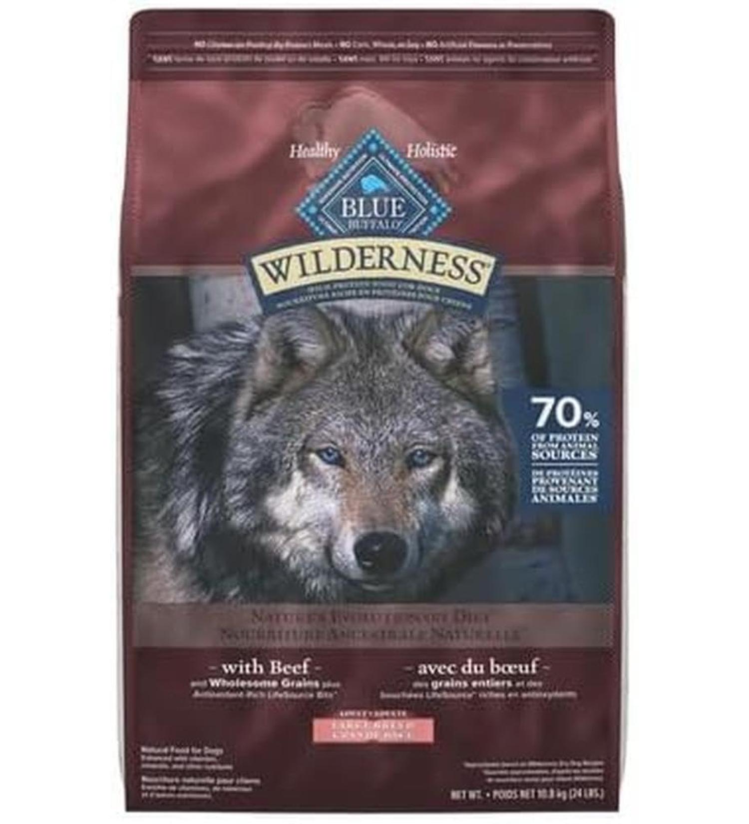 Blue Buffalo Wilderness More Meat & Wholesome Grains Large Breed Natural Dry Dog Food Beef 24lb Large Breed Beef More Meat Wholesome Grains