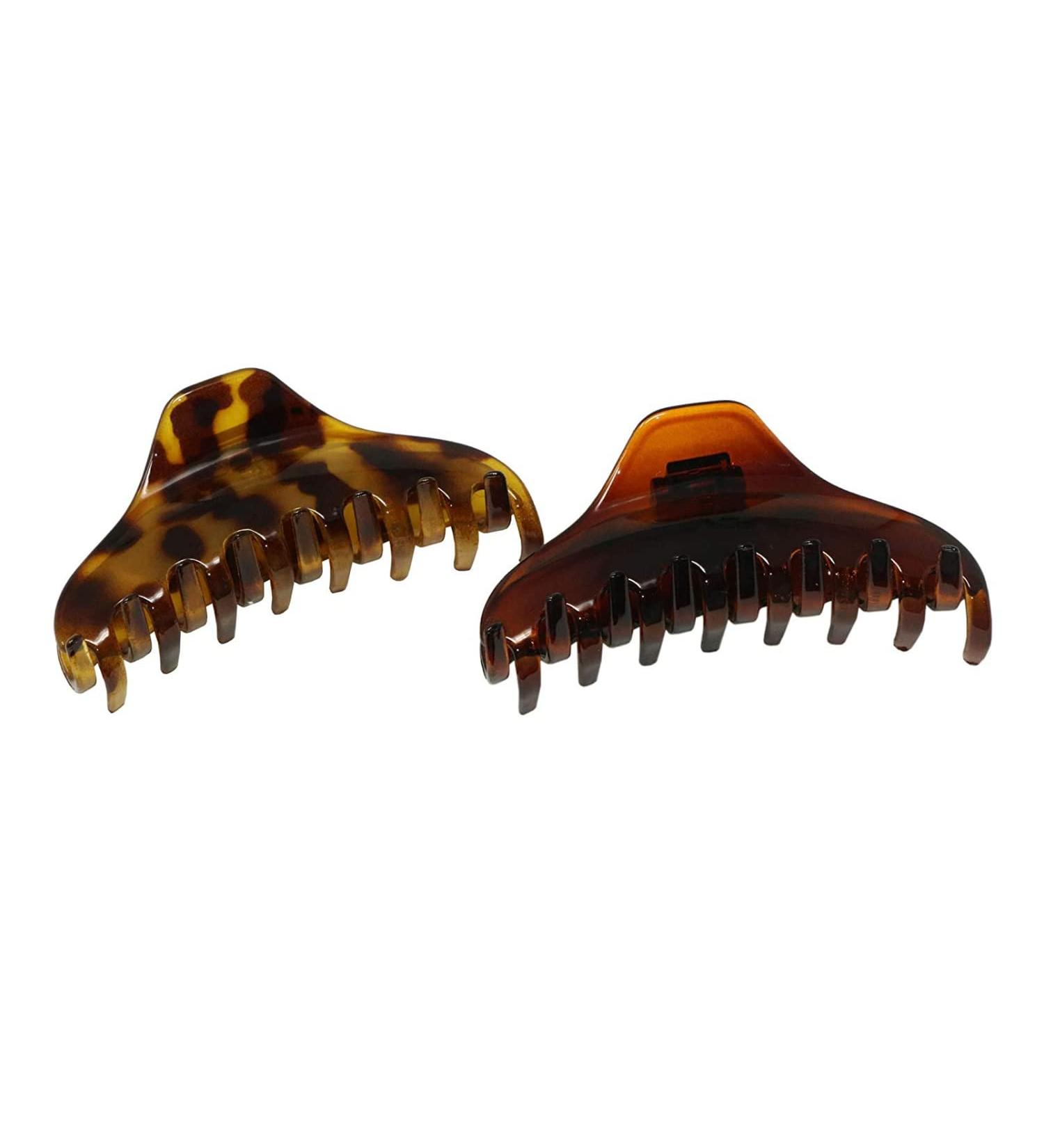 Parcelona French Boss Thin Light Tortoise Shell Brown Celluloid Hair Claw Clip Set - 2 Pack - Buy Online on GoSupps.com