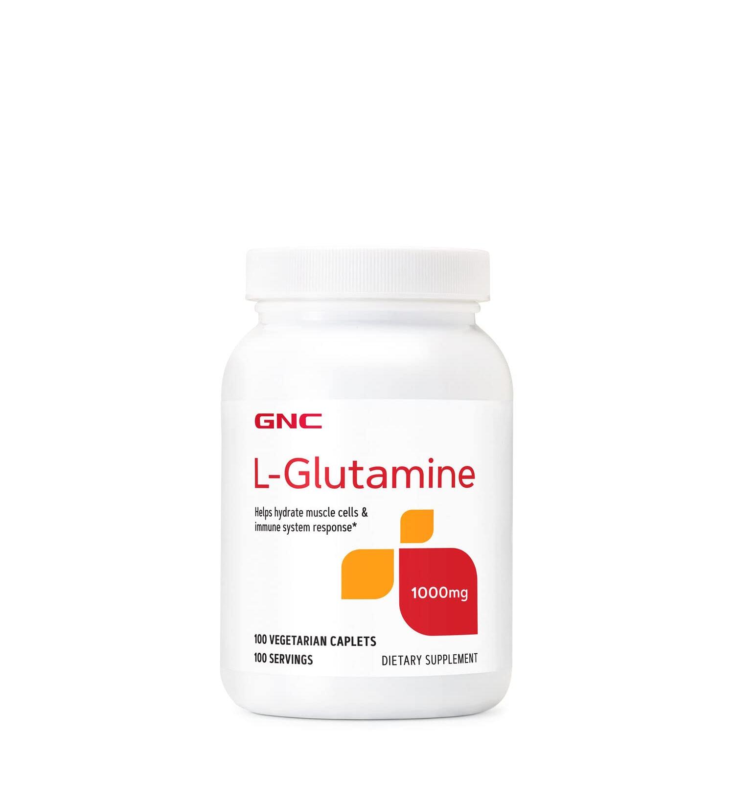 GNC L-Glutamine 1000mg - 100 Vegetarian Caplets | Promote Muscle Recovery & Immune Support - Buy Online on GoSupps.com