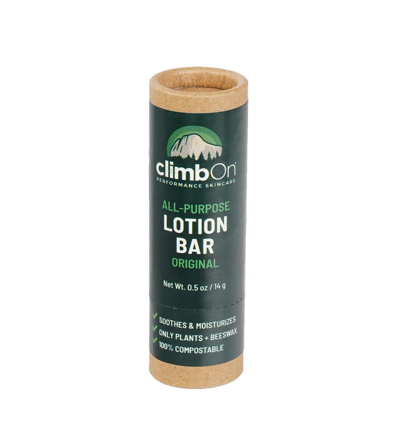 climbOn All Purpose Body Lotion Bar | Natural Moisturizer for Dry Skin | Made From Plants & Organic Beeswax | Hand Cream for Rock Climbing | Original Scent 0.5 Oz Tube - Buy Online on GoSupps.com