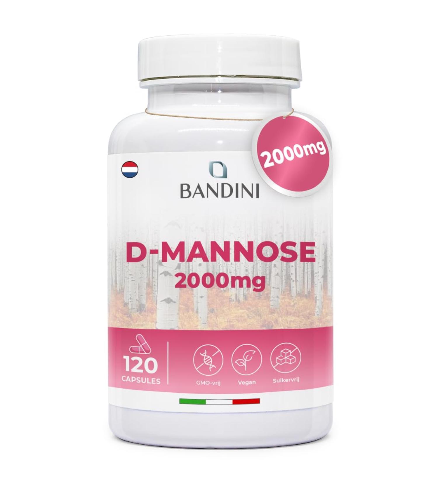 Bandini D Mannose for cystitis 2000 mg pure DMannose per daily high dose for urinary tract support and wellbeing 100 Vegan & GMOfree Manose 120 pure capsules 120 units Confezione da 1 - Buy Online on GoSupps.com