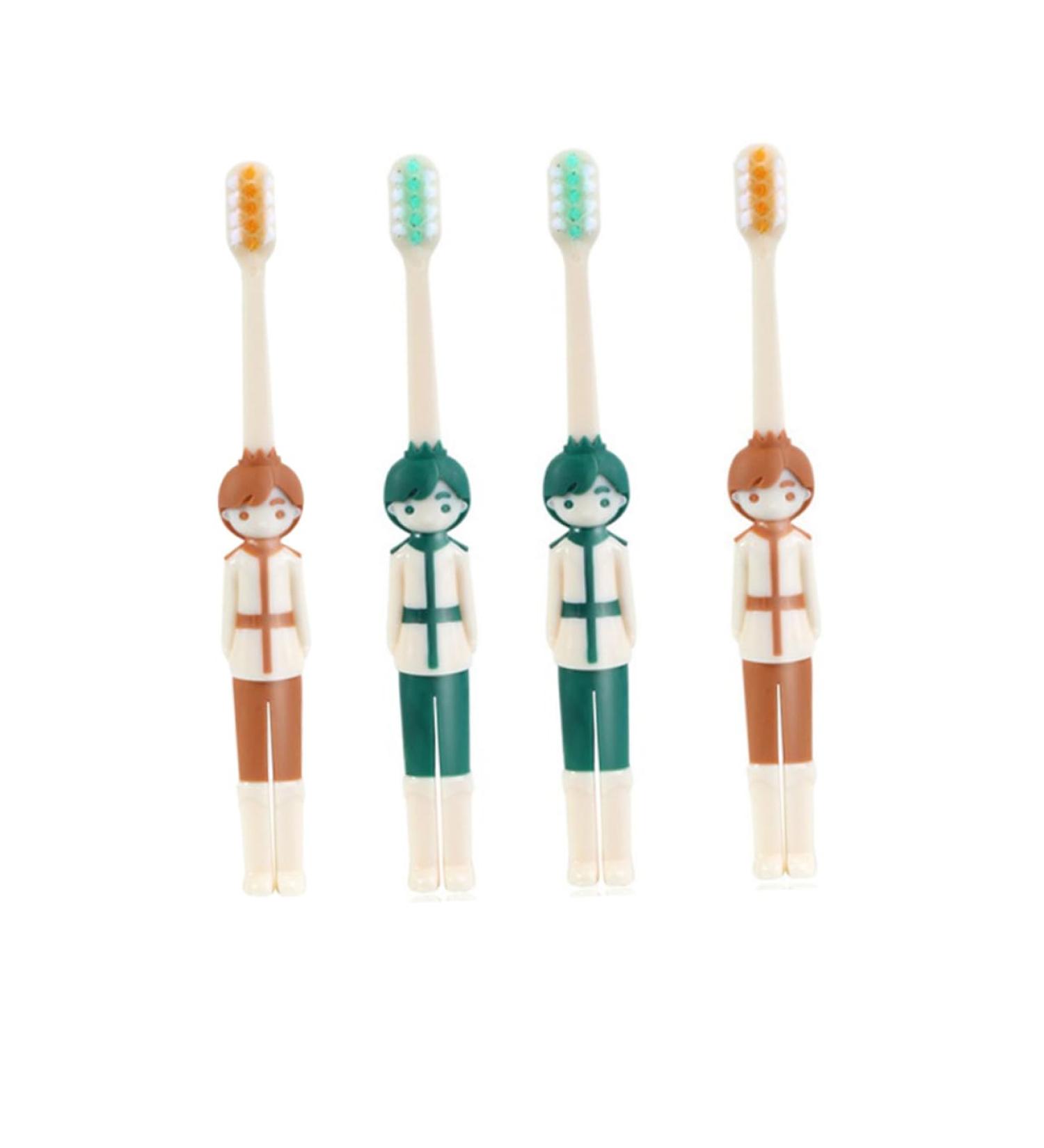 Mikinona 4-Piece Children's Cartoon Toothbrush Travel Case | Kids Toothbrush Travel Set | Ideal for Home & Travel - Buy Online on GoSupps.com