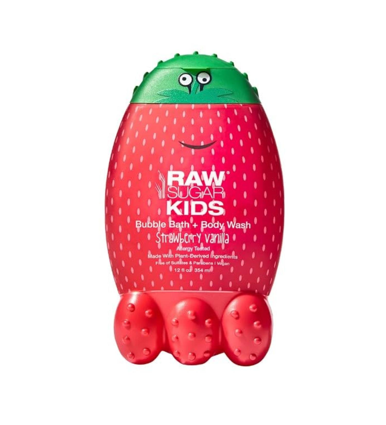 Raw Sugar Kids 2-in-1 Bubble Bath & Body Wash - Strawberry Vanilla 12 fl oz | Gentle Eco-Friendly Vegan Formula for Children - Buy Online on GoSupps.com