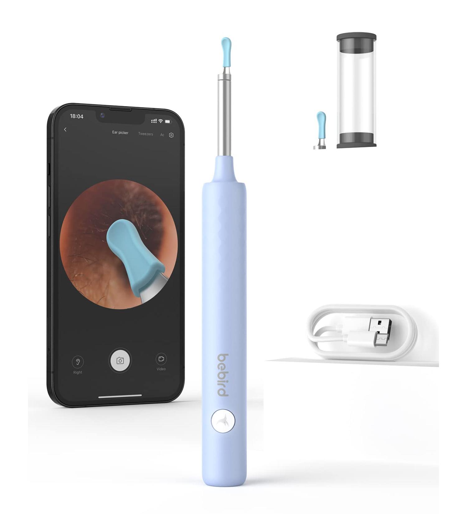 Ear Wax Removal Tool with 1080P Camera, Light, 2 Silicone Ear Spoons - Blue - Buy Online on GoSupps.com