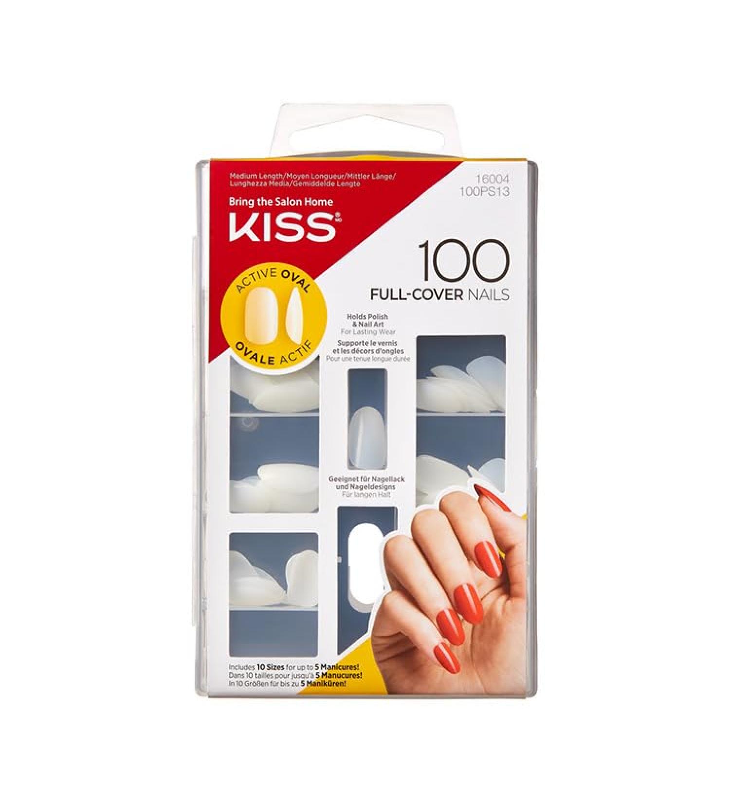 Kiss Gel Polish 100 Full Cover Nails Artificial Nails 100 Pieces False Nails Transparent Oval