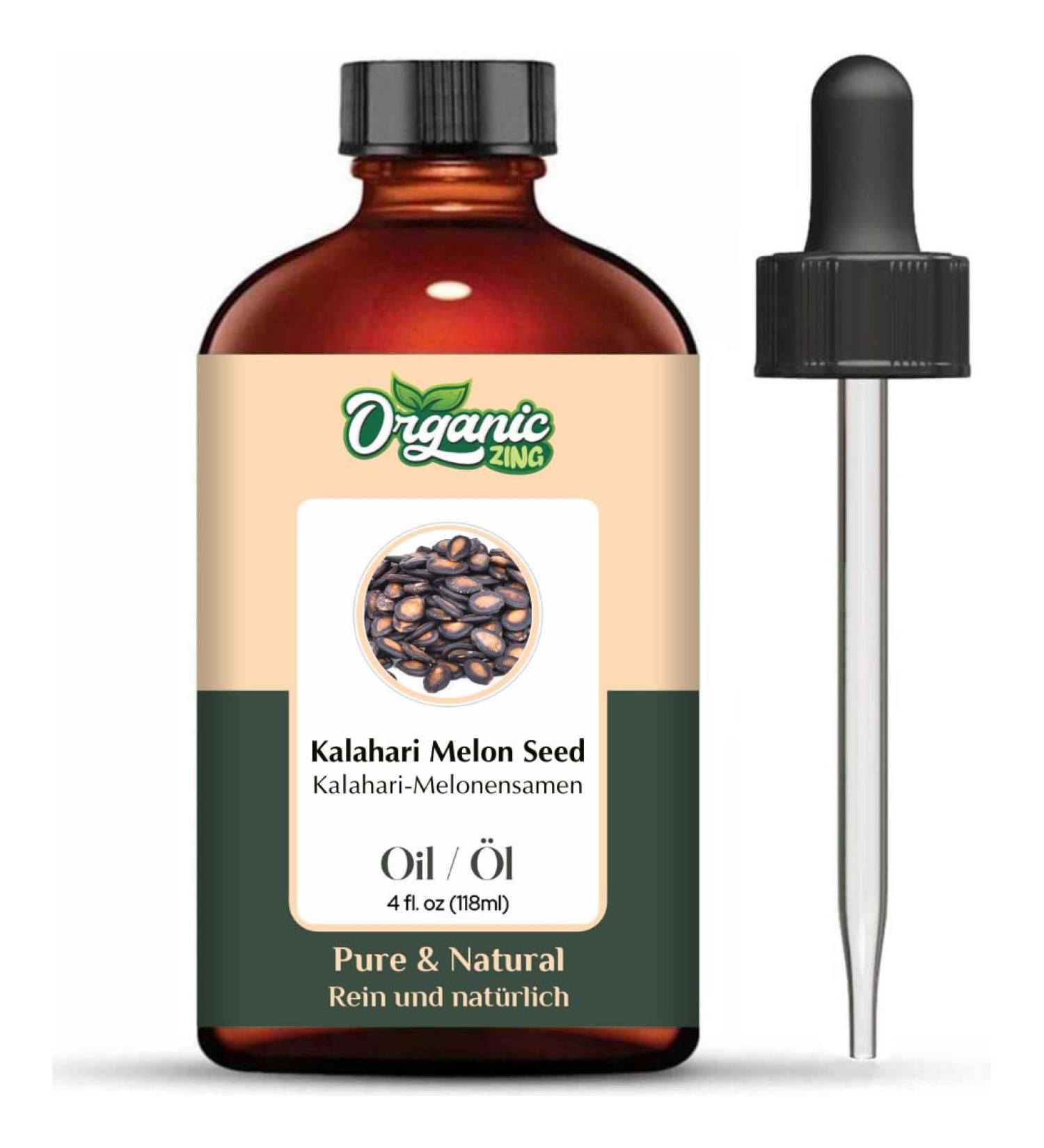 ORGANIC ZING Organic Zing Kalahari Melon Seed (Citrullus Lanatus) Oil | Pure & Natural Carrier Oil for Skincare & Hair Care & Massage - 4 fl oz