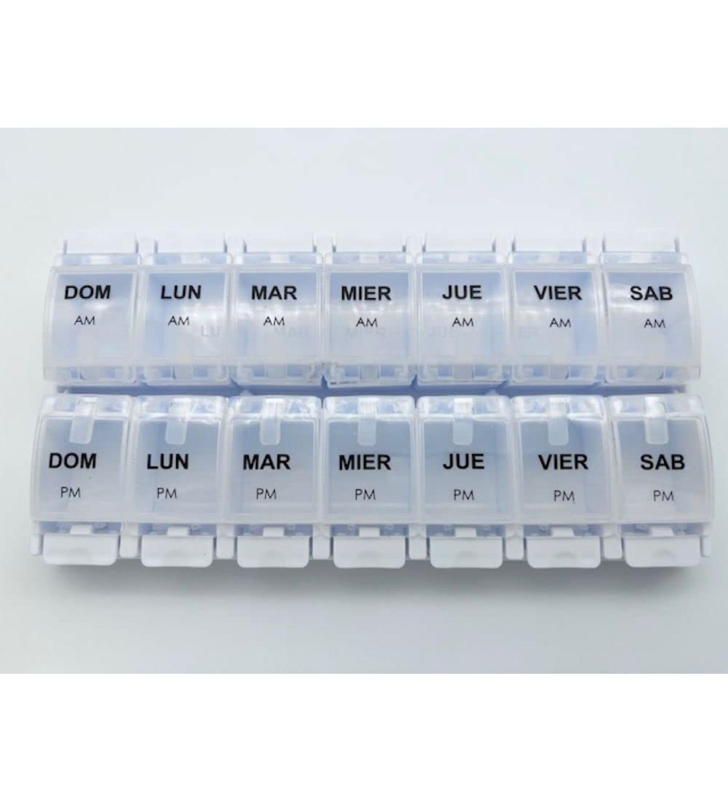 Spanish Pill Box Organizer - 7 Day Weekly AM PM Large Clear Pill Organizer for Easy Medication Management - Buy Online on GoSupps.com