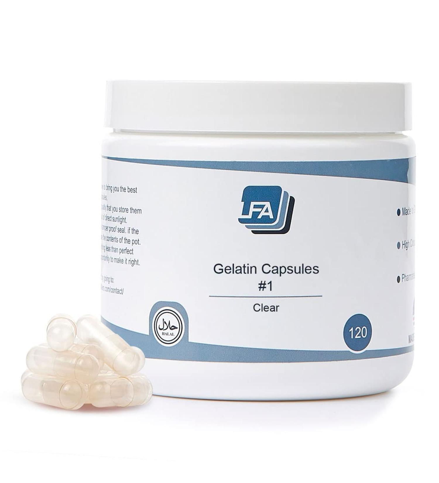 Buy Size 1 Clear Gelatin Capsules - 120 Count | Empty Beef Gel Caps for DIY Supplements | Halal Certified - Buy Online on GoSupps.com
