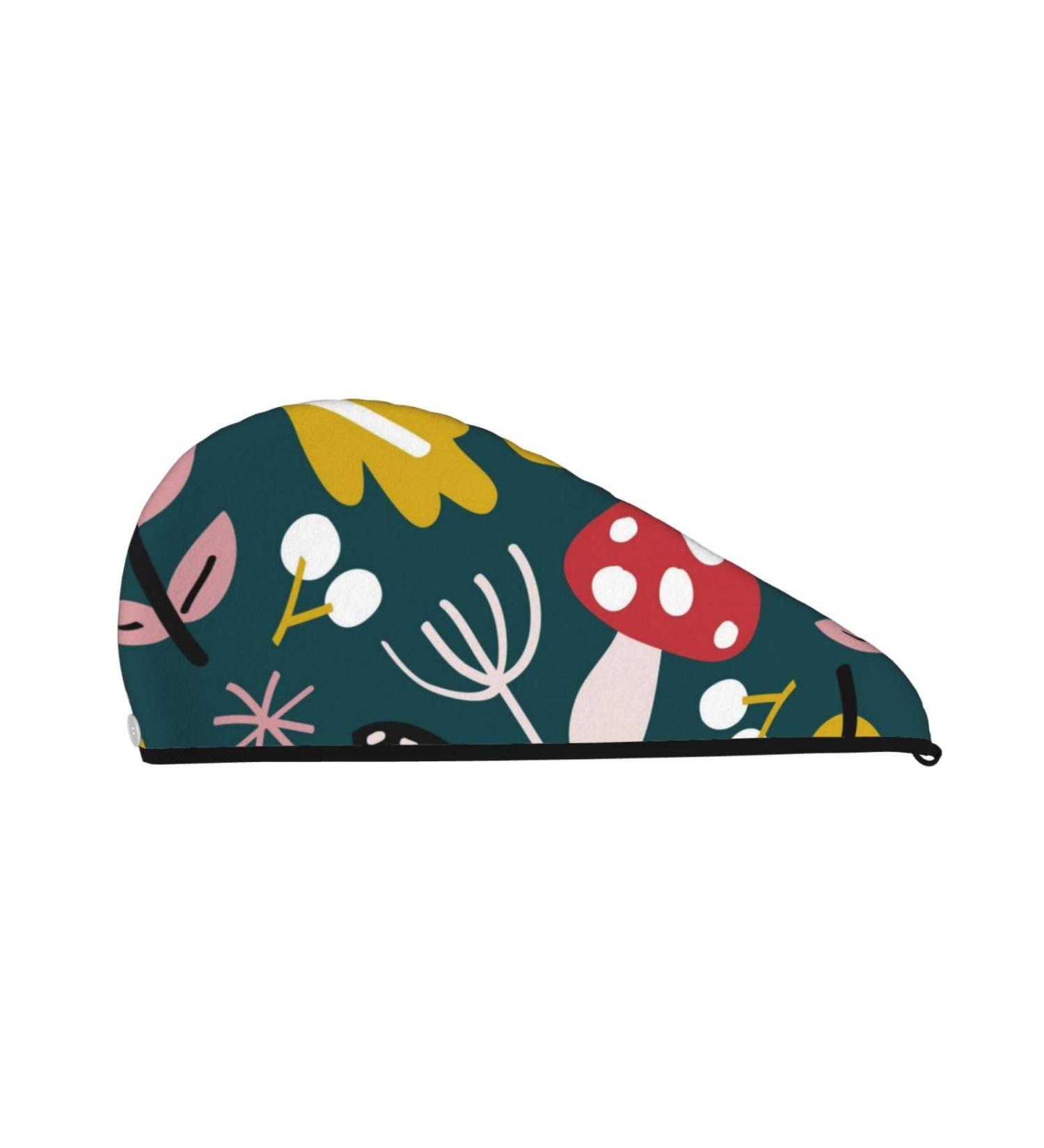 Cartoon Leaf Mushroom Red Microfiber Hair Towel | Soft & Super Absorbent Quick Dry Wrap for Long Curly Thick Hair - Perfect for Women - Buy Online on GoSupps.com