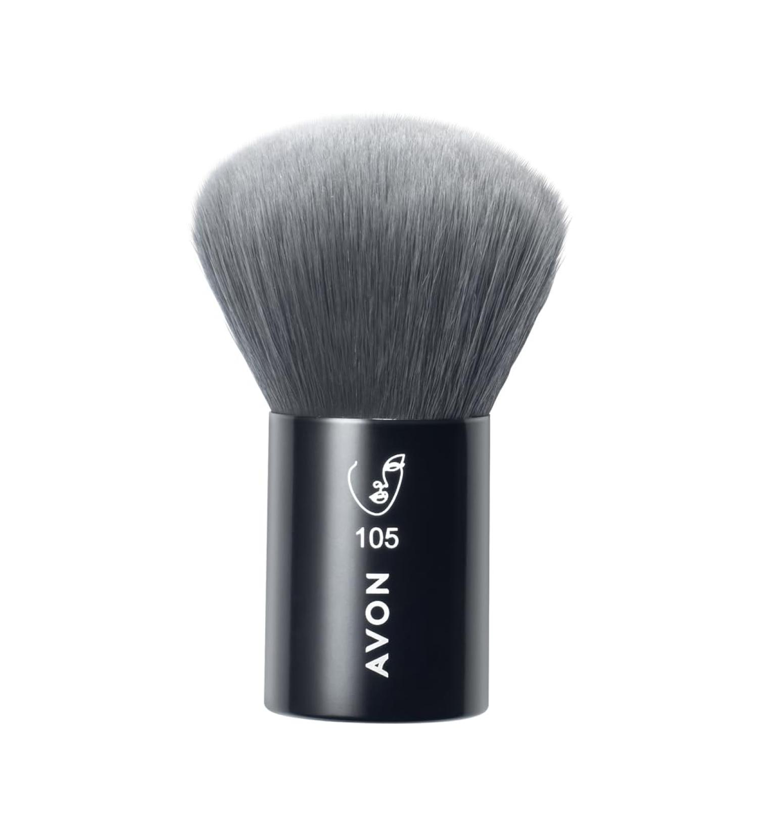 Avon Kabuki Brush for Applying and Blending Powders and Bronzers for Natural-Looking Coverage and Finish Vegan Friendly with a Handle Made from Recycled Plastic.