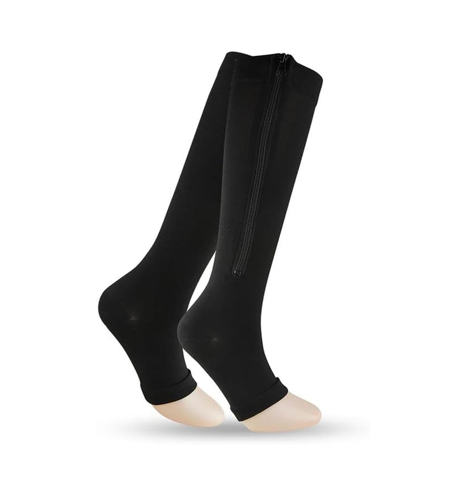 Buy Baronactive Zip Compression Socks for Women - Supportive L/XL Black Zippered Compression Socks - Buy Online on GoSupps.com