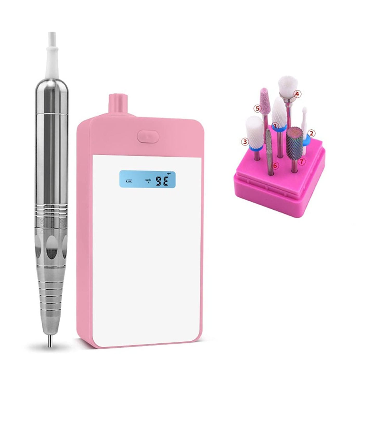 Nail kit Rechargeable Pro Brushless Nail Drill 35000RPM Electric Manicure Nail Drill 36W Pedicure Brushless Motor Charging Nails Tool Nail kit for Beginners with Everything Pink Gift Pack - Buy Online on GoSupps.com