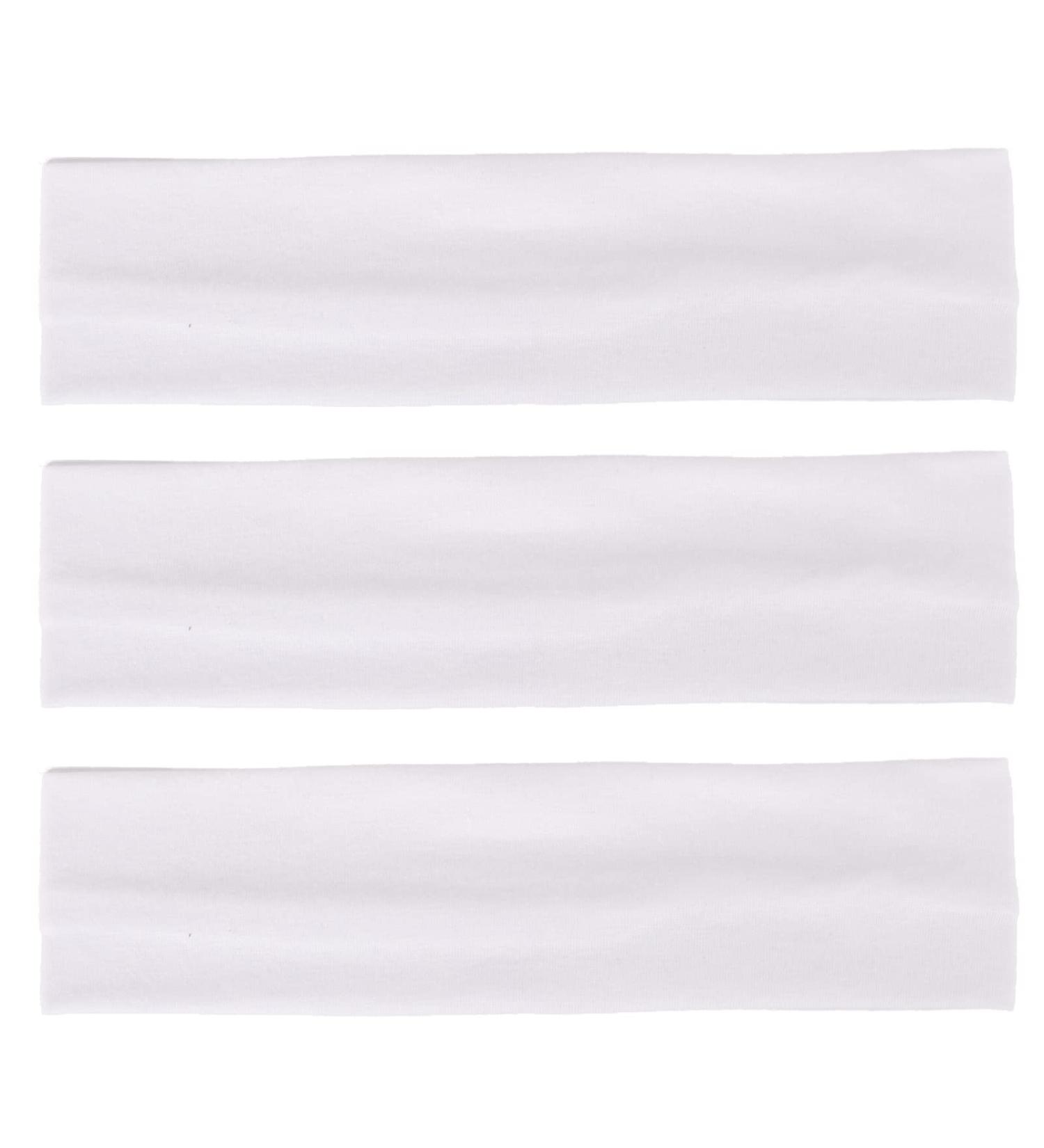 MapofBeauty 3 Pack Yoga Headbands - Stretchy Cotton Hair Wrap for Sport Running & Gym - White - Buy Online on GoSupps.com