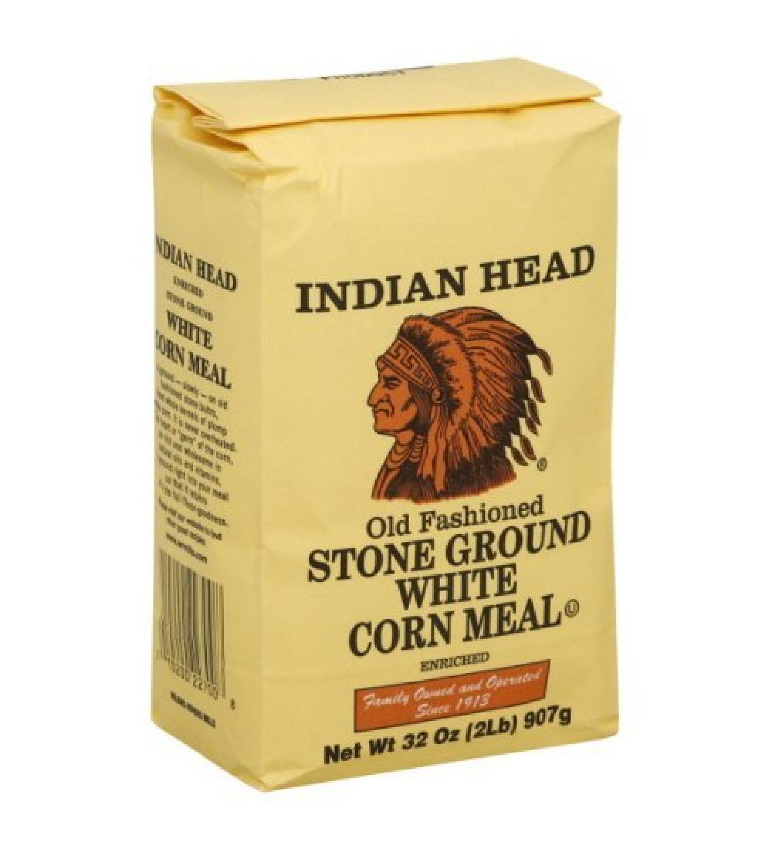 Indian Head Corn Meal Old Fashioned Stone Ground White 2 Lbs (2 Pack)