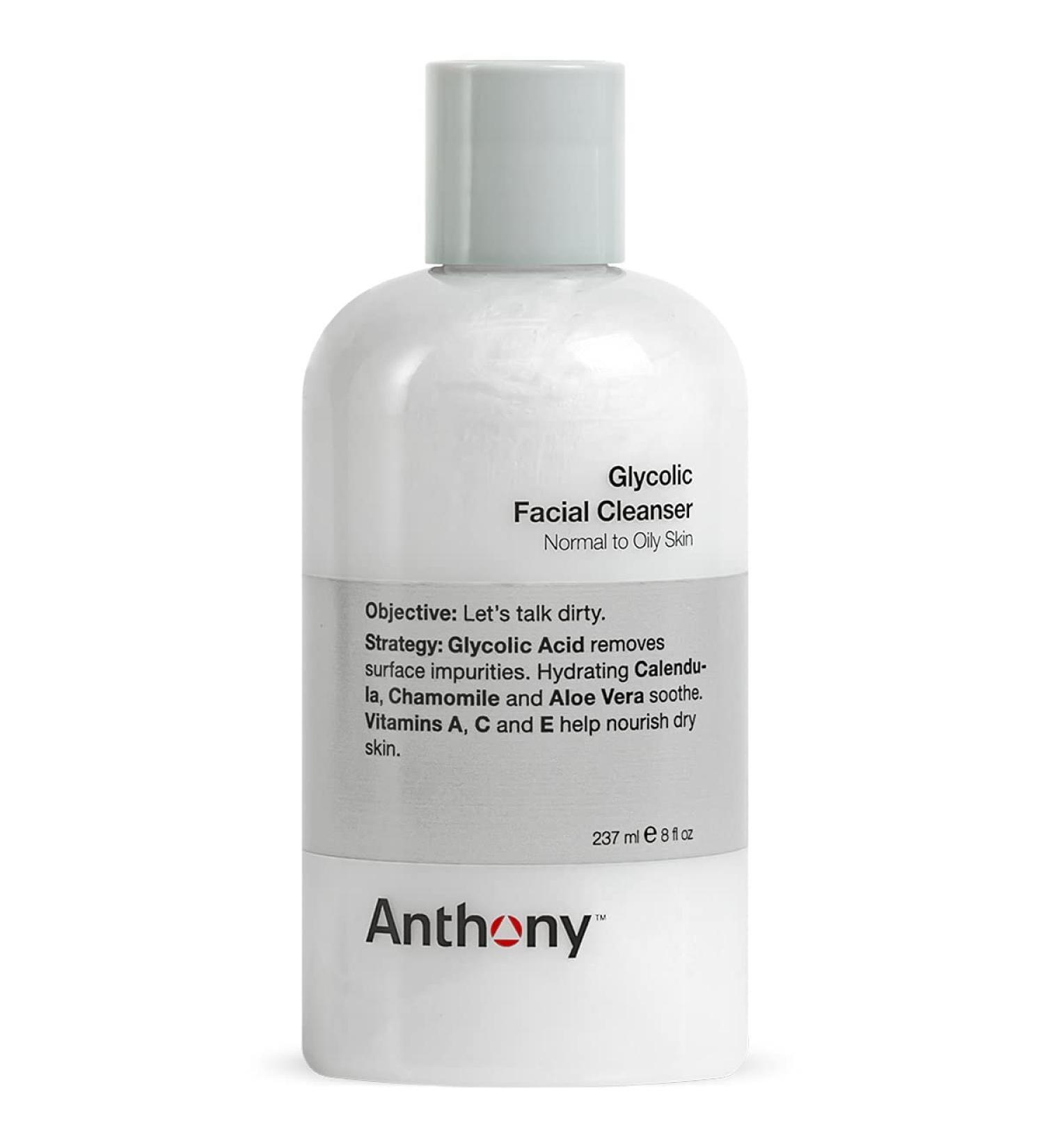 Anthony Glycolic Facial Cleanser for Men - Daily Hydrating Face Wash and Shave Prep - Exfoliating and Gentle on Sensitive Skin - 8 Fl. Oz - Buy Online on GoSupps.com