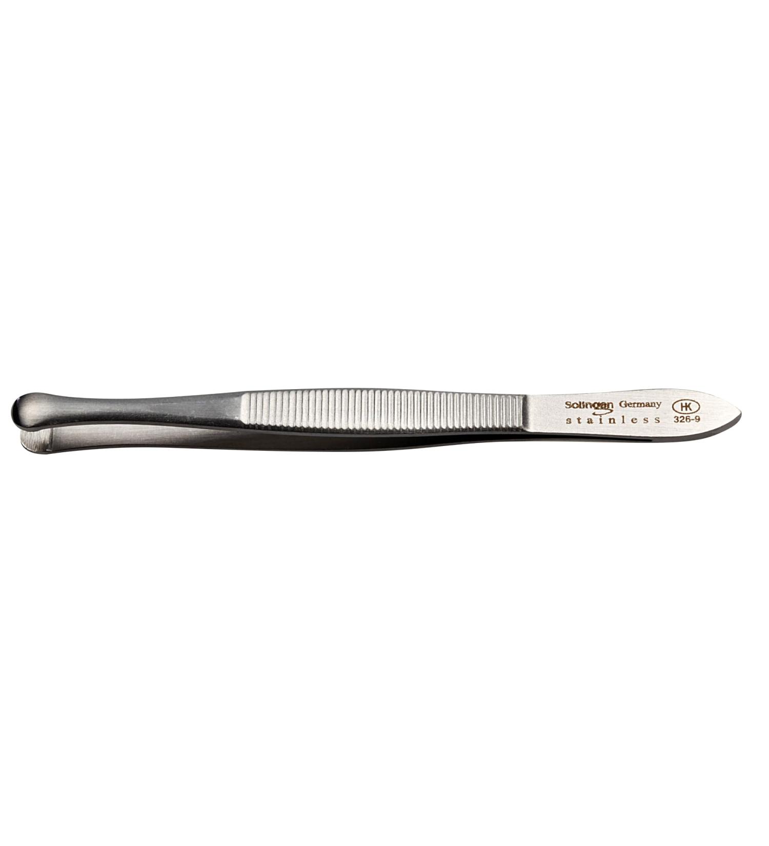 HK Manicure by Hans Kniebes - 9 cm Diabetic & Rounded Eyebrow Tweezers | Premium Stainless Steel from Solingen - International Shipping Available - Buy Online on GoSupps.com