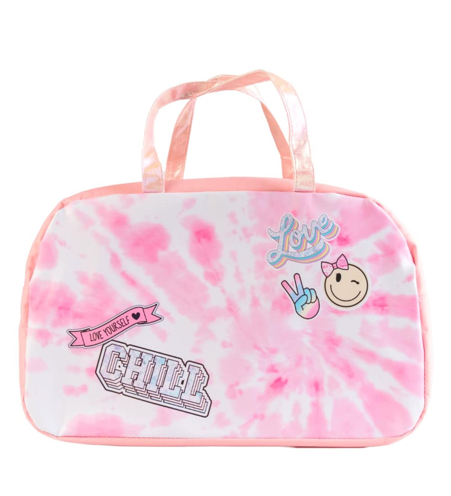 Pink Tie Dye Girls Duffle Bag | 18 x 7 x 12 inches | Ideal for Dance, Travel, Sports, Gymnastics - Buy Online on GoSupps.com