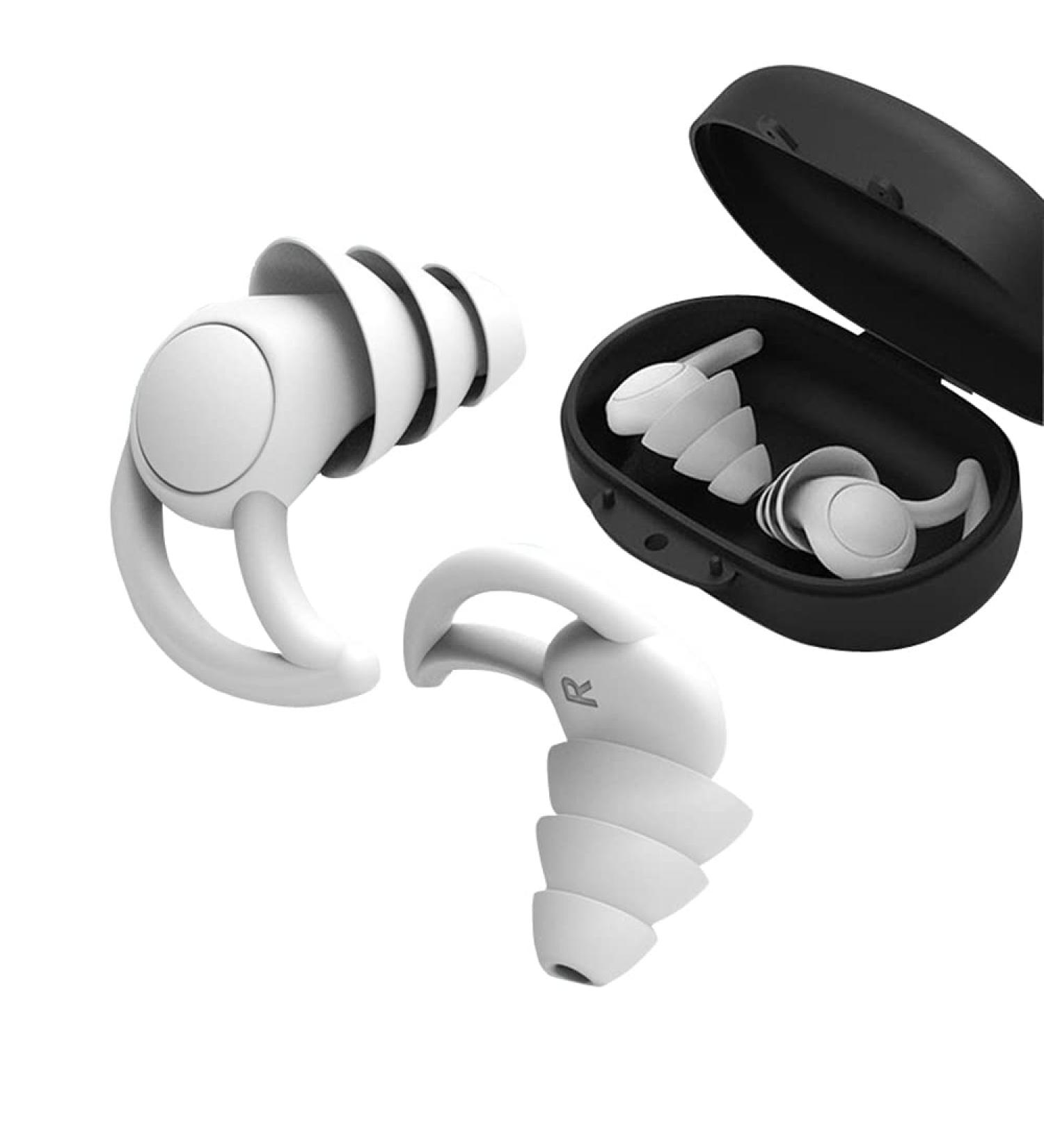2 Pairs Earplugs For Sleep Noise Reduction - Reusable Comfortable Silicone Ear Plugs for Sleep Noise Canceling or Swimming airplane Travel with storage case (2 Pairs White) - Buy Online on GoSupps.com