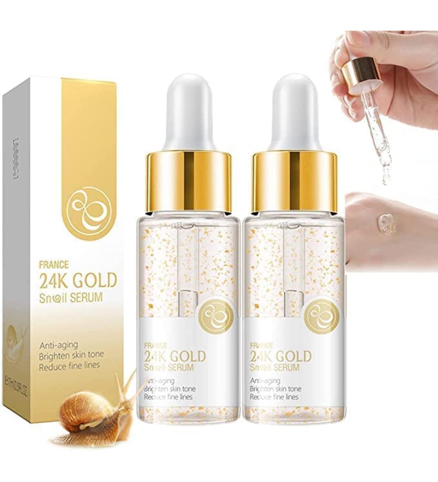 (100% Effective) 24k Gold Snail Serum - WZDYN Say Goodbye to Wrinkles Without Expensive Botox with 24K Gold Collagen Booster Serum (2pcs) - Buy Online on GoSupps.com