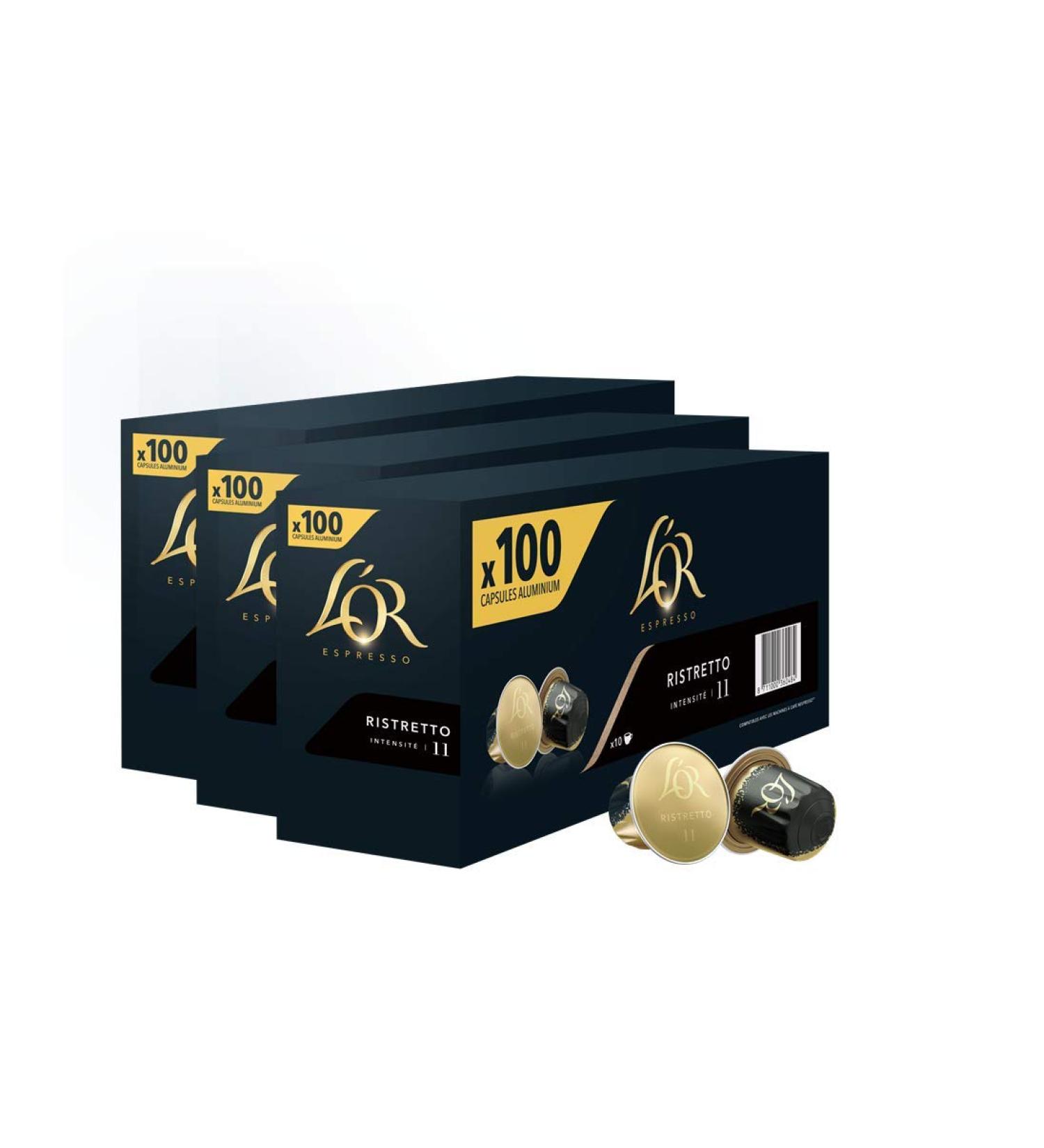 L'OR Caf Espresso Ristretto Intensity 11 3 Packs of 100 Aluminum Capsules Compatible with Nespresso * 300 Units - Buy Online on GoSupps.com