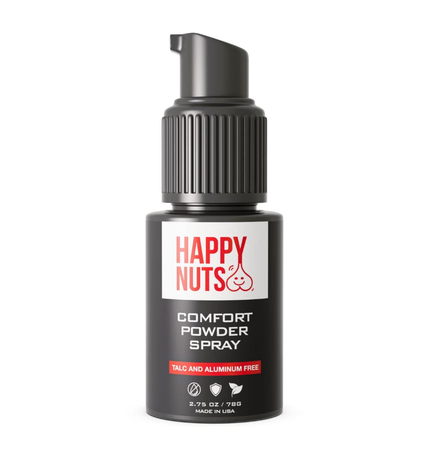 Happy Nuts Men's Comfort Powder Spray - Anti-Chafing & Deodorant for Groin - Aluminum-Free Sweat & Odor Control - Buy Online on GoSupps.com