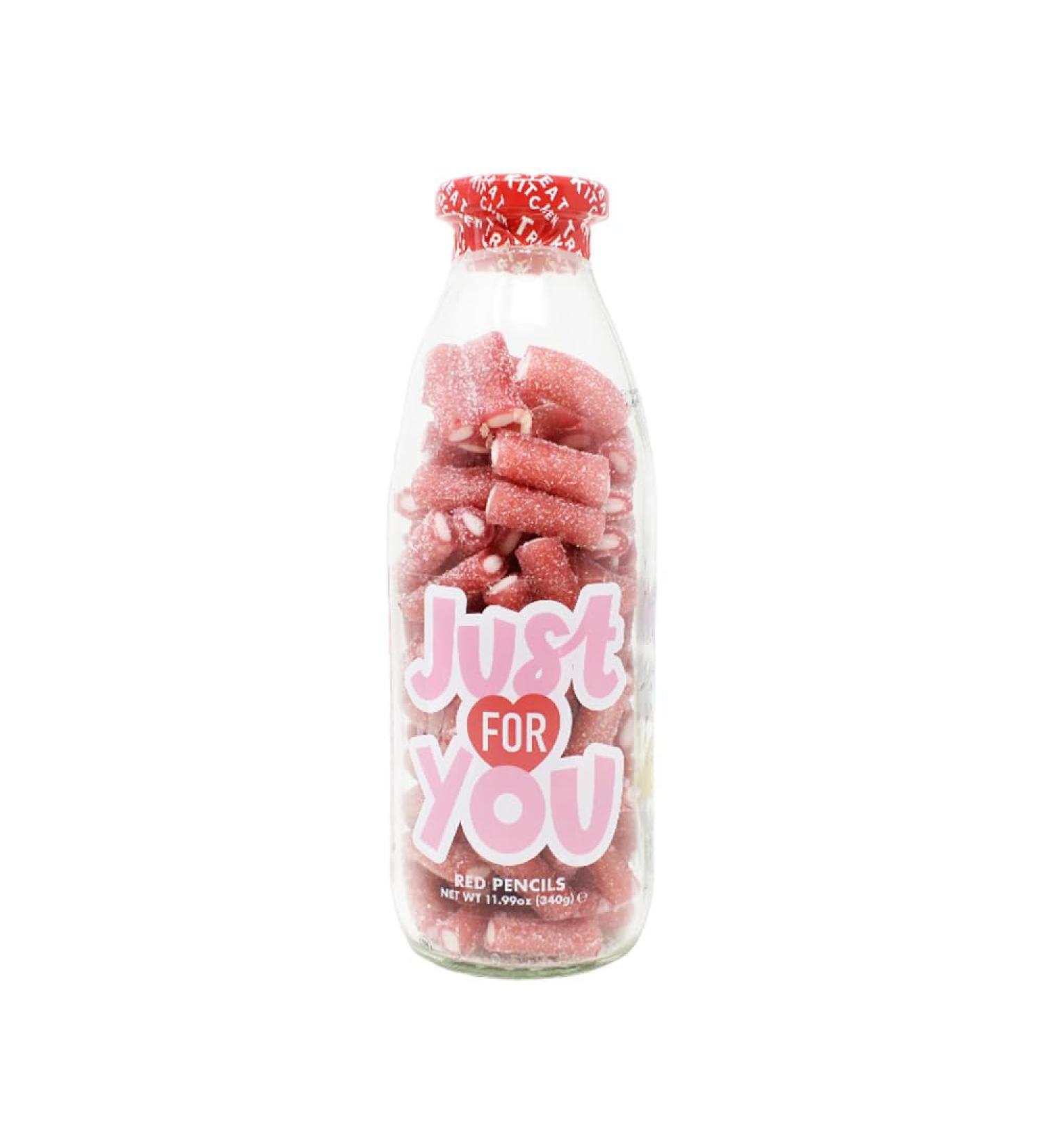 Strawberry Red Pencils Vegan Just For You Sweet Bottle GIft 340g - Buy Online on GoSupps.com