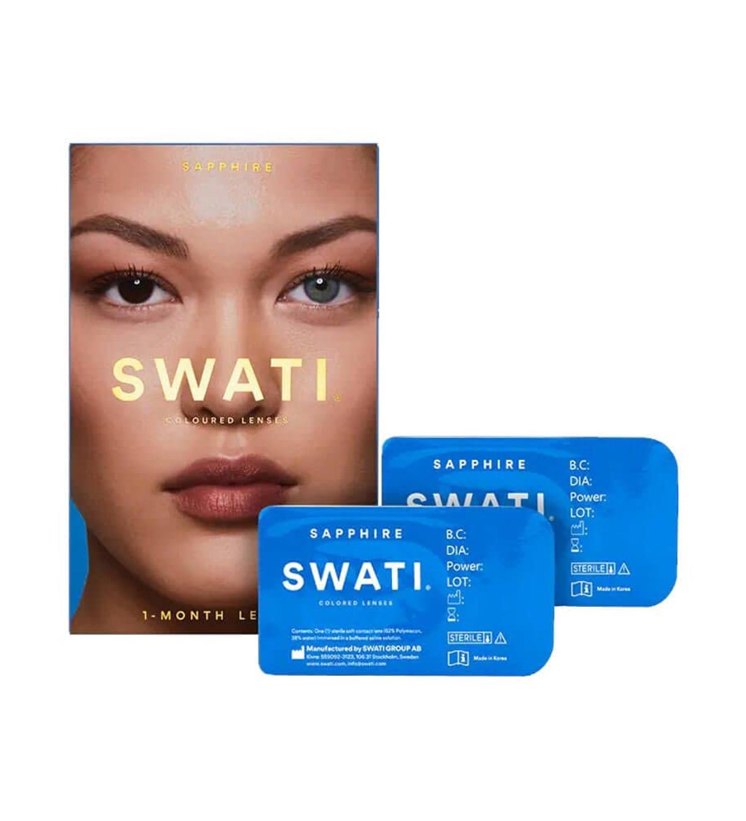Sapphire (sky blue) - 1 month contact lenses colored - Swati cosmetics naturally looking contact lenses 0.0 diopters 8.7 millimeters 14.20 millimeters 2