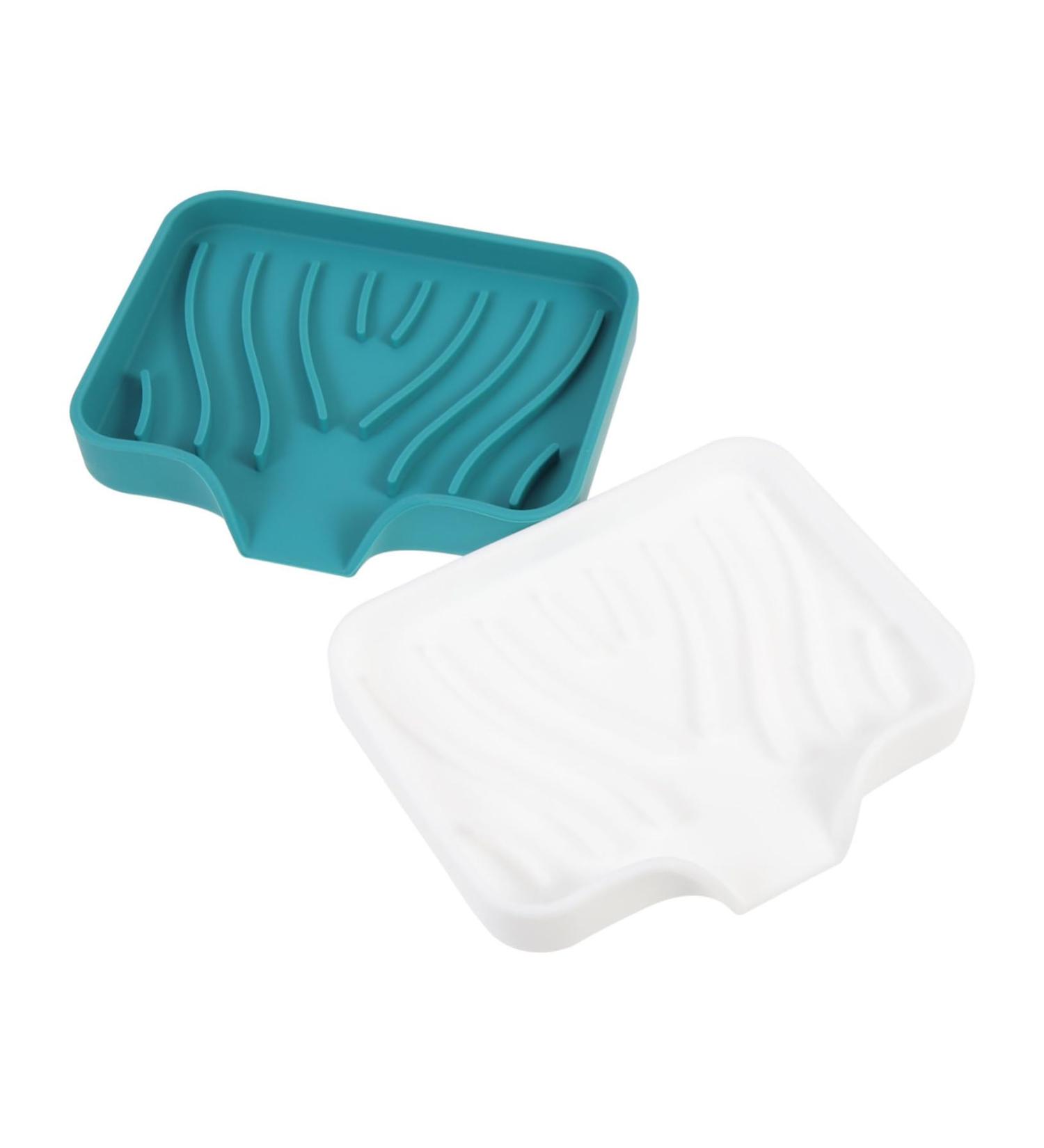 KONTONTY 2pcs Soap Drainer Soap Organizer Storage Soap Holder Bathroom Soap Plate Silicone Storage Containers Travel Soap Holder Soap Holder Case Self Soap Dish Silica Gel Multifunction White Green 12.2X10X2.2CM - Buy Online on GoSupps.com