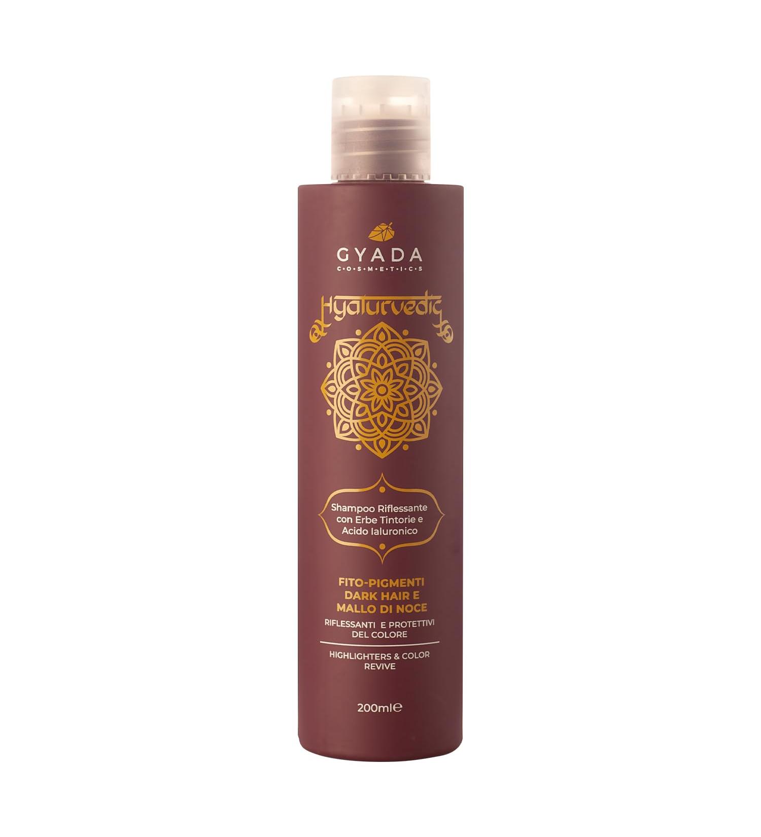 GYADA COSMETICS GYADA COSMETICS Hyalurvedic Dark Hair Reflexing Shampoo with Protective and Illuminating Effect on Chestnut and Dark Shades Based on Hyaluronic Acid and Ayurvedic Herbs Dyes 200 ml