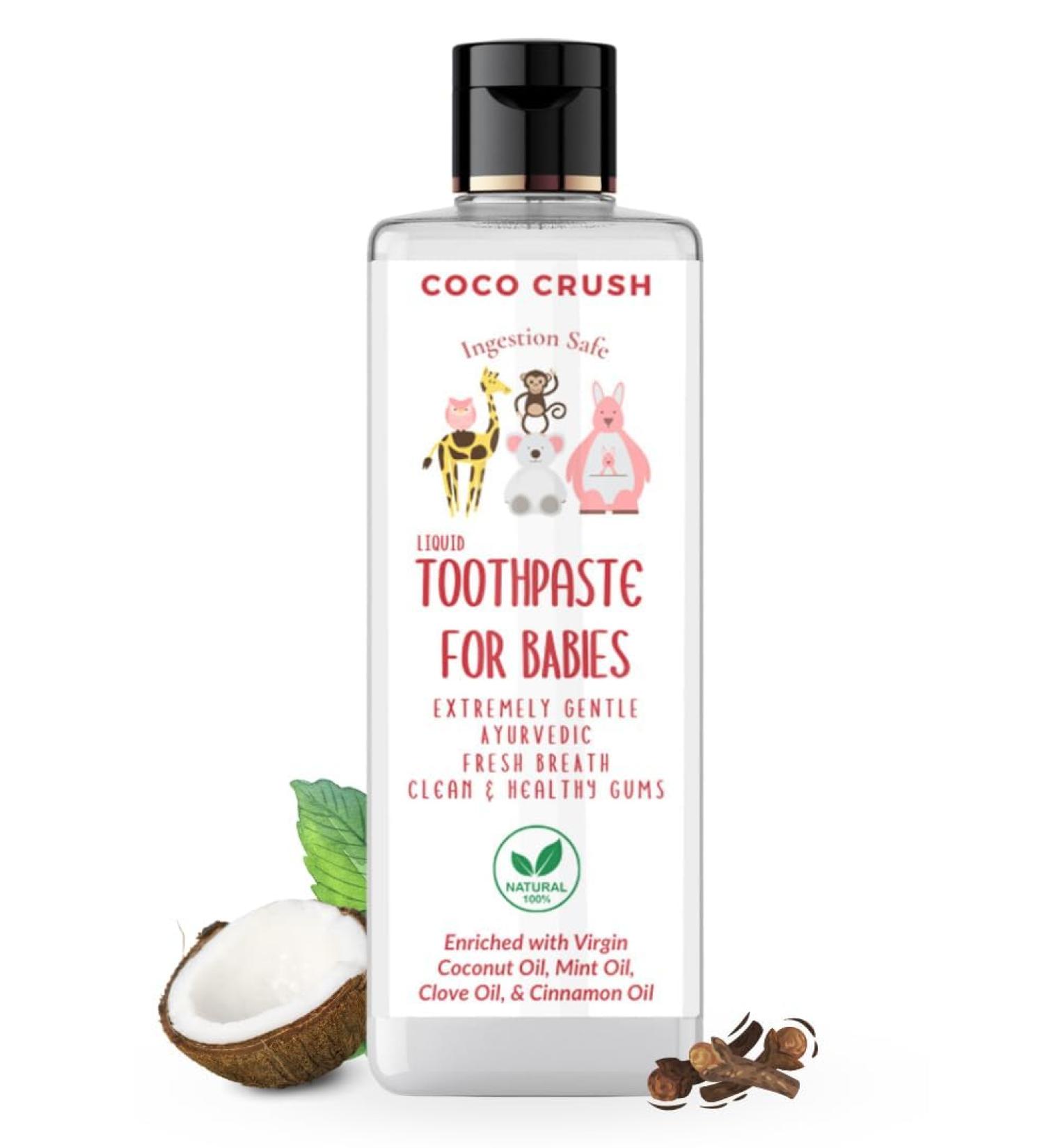 Coco_Crush Ayurvedic Liquid Toothpaste for Babies & Kids | 100% Natural Oral Care Fluoride Free SLS Free No Artificial Flavours | Gentle & Ingestion Safe (50ml) - Buy Online on GoSupps.com