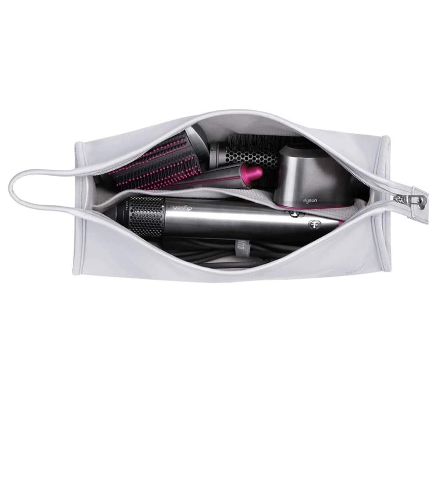  Dy Travel Bag for Dyson Airwrap Styler Complete LongSupersonic Hairdryer & Accessories Organizer PU Leather Waterproof Silver silver - Buy Online on GoSupps.com