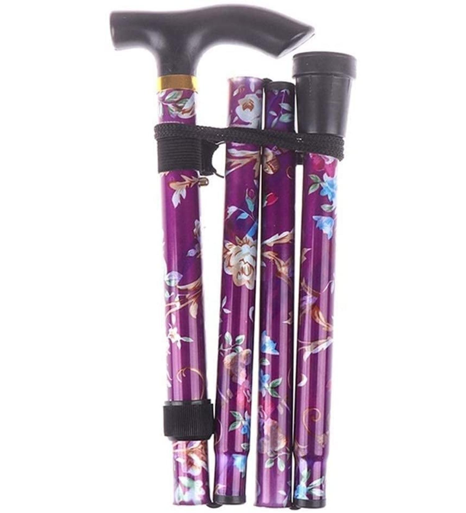 SilteD Walking Stick Trekking Poles Walking Stick Adjustable Travel Five-Section Patterned Non Slip Crutch Cane Folding Walking Stick Sturdy Printed Outdoor Sport Hik - Buy Online on GoSupps.com