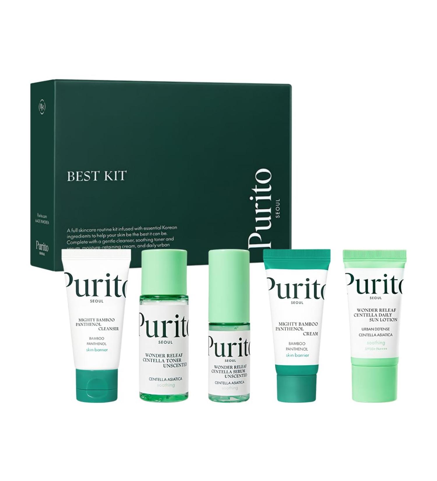 PURITO SEOUL Best Kit - Skincare Routine with Panthenol Cleanser & Cream Unscented Centella Serum & Toner For All Skin Types Gift Set For Face Facial Serum K-Beauty 3.52 fl. oz. - Buy Online on GoSupps.com