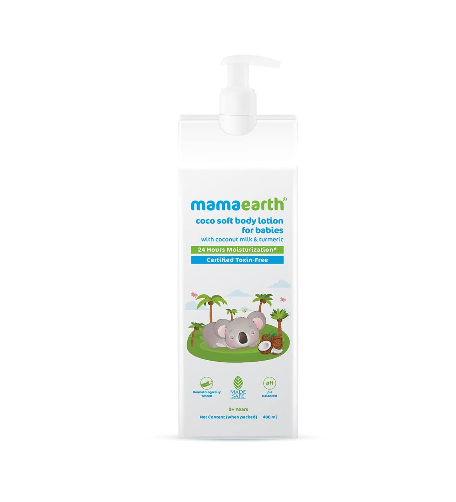 MAMAEARTH Coco Soft Body Lotion for Babies with Coconut Milk and Turmeric | Nourishing Moisturizer for Delicate Baby Skin | 13.53 fl oz (400ml) - Buy Online on GoSupps.com