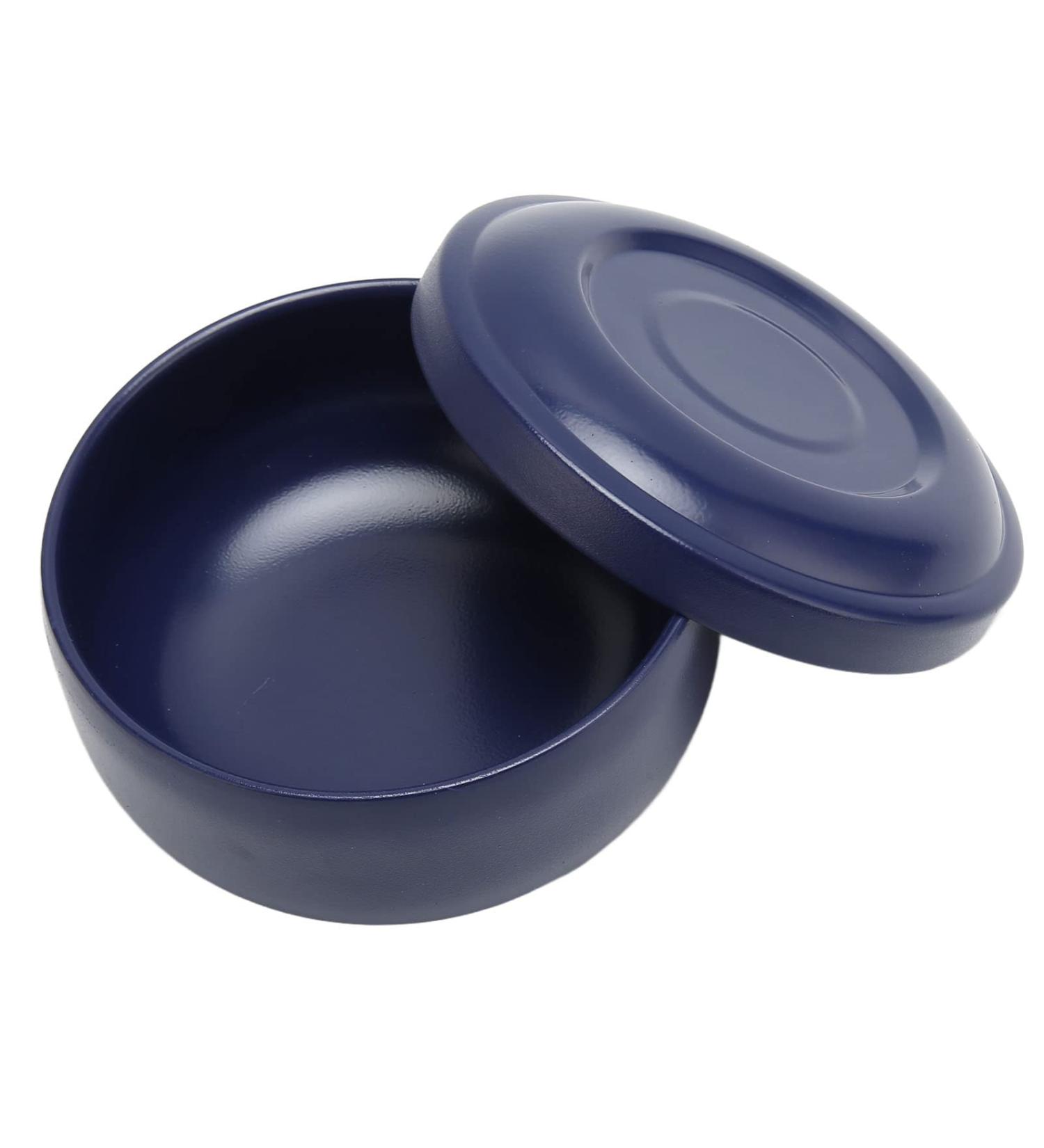 Men's Dark Blue Shaving Soap Bowl with Lid - Premium Wet Shave Set for Cream & Soap - Buy Online on GoSupps.com
